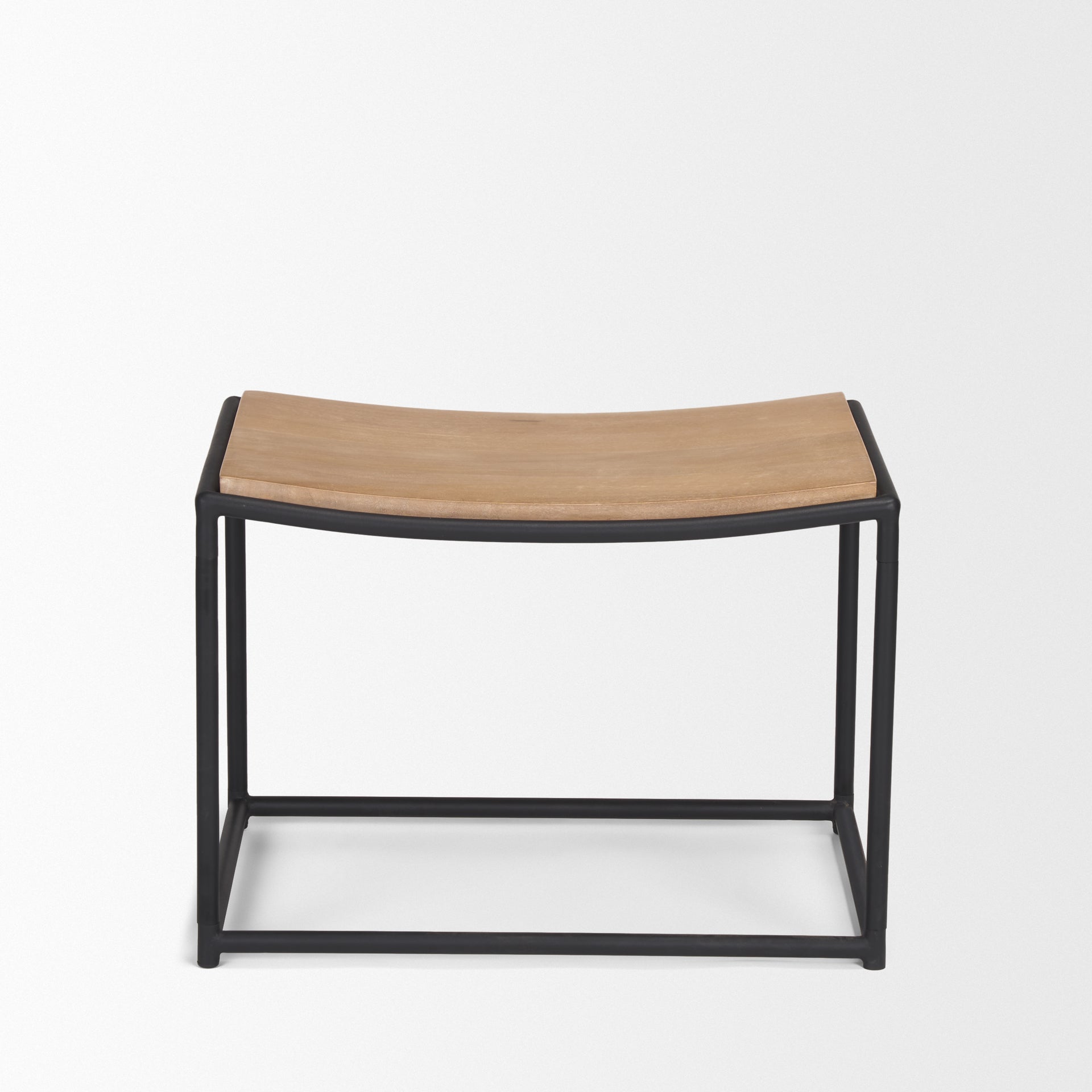 Taniel Wood Stool Light Brown Metal | Black Metal - ottoman-and-poufs