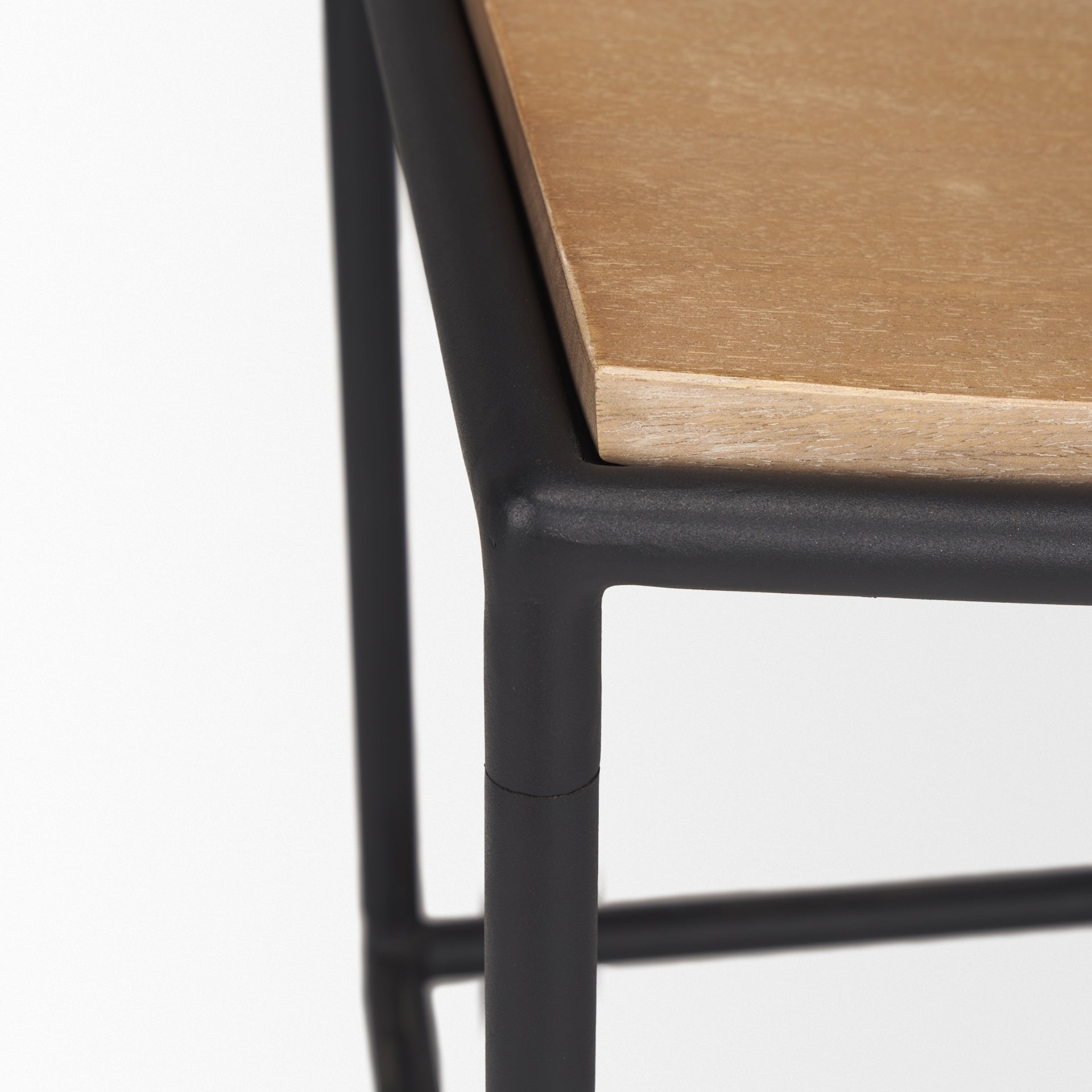 Taniel Wood Stool Light Brown Metal | Black Metal - ottoman-and-poufs
