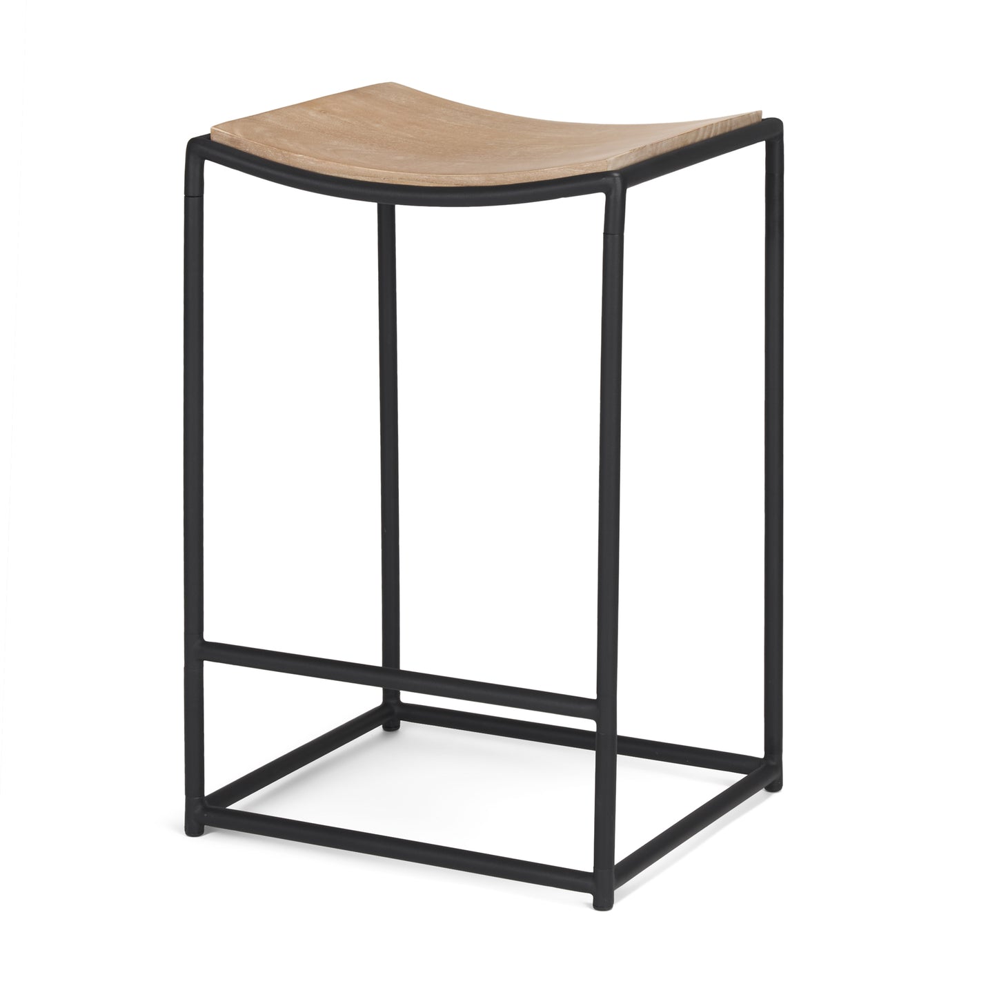 Taniel Wood Seat Bar Counter Stool Light Brown Metal | Black Metal - bar-stools