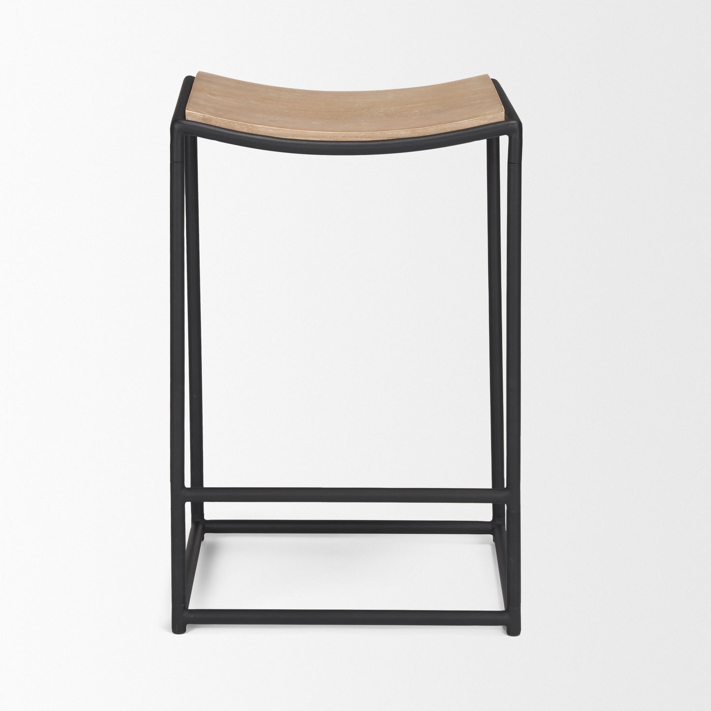 Taniel Wood Seat Bar Counter Stool Light Brown Metal | Black Metal - bar-stools