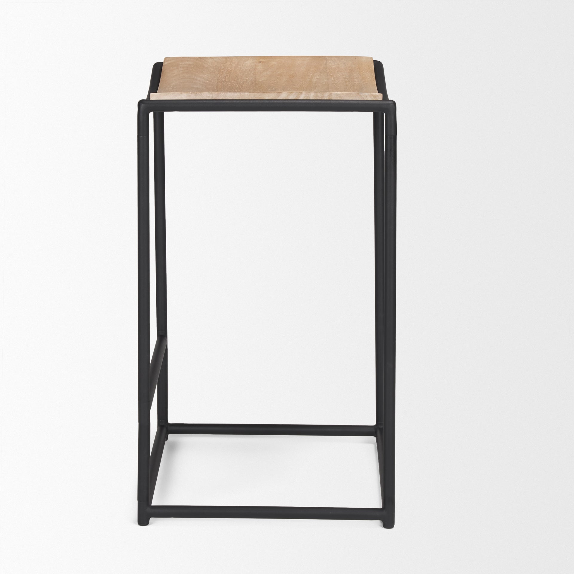 Taniel Wood Seat Bar Counter Stool Light Brown Metal | Black Metal - bar-stools