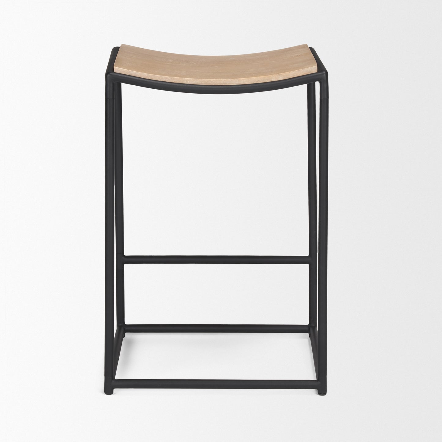 Taniel Wood Seat Bar Counter Stool Light Brown Metal | Black Metal - bar-stools