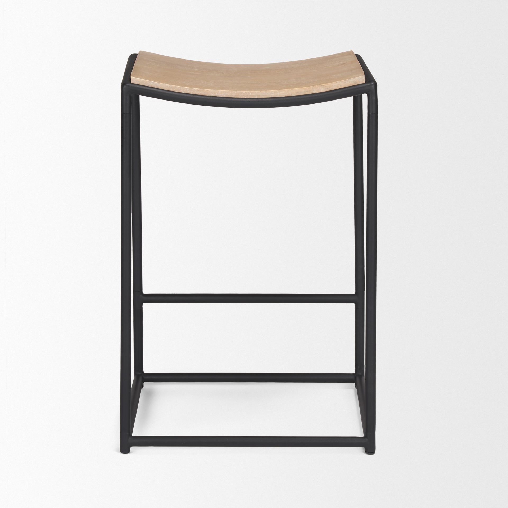 Taniel Wood Seat Bar Counter Stool Light Brown Metal | Black Metal - bar-stools