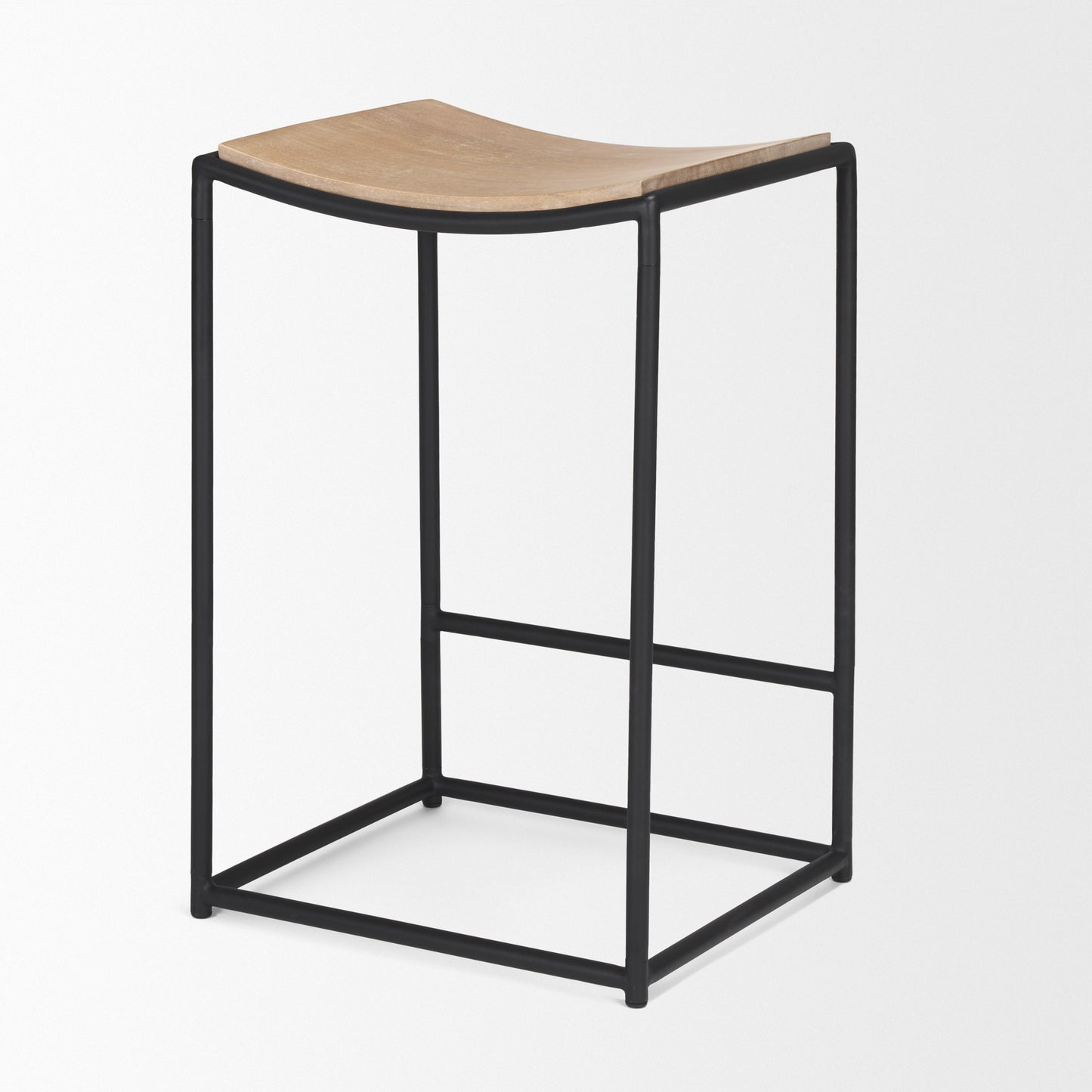 Taniel Wood Seat Bar Counter Stool Light Brown Metal | Black Metal - bar-stools