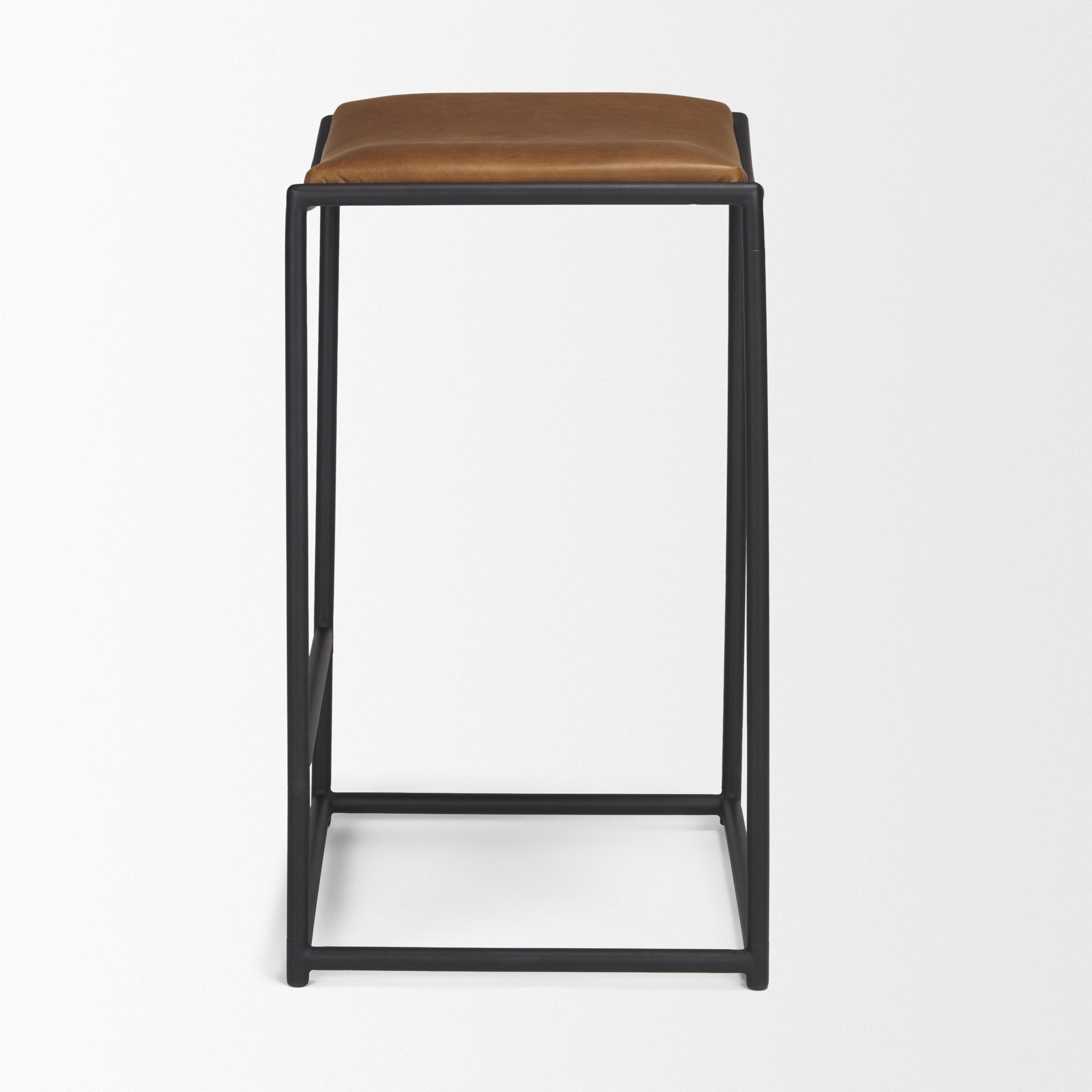 Taniel Leather Seat Bar Counter Stool Brown Leather | Black Metal - bar-stools