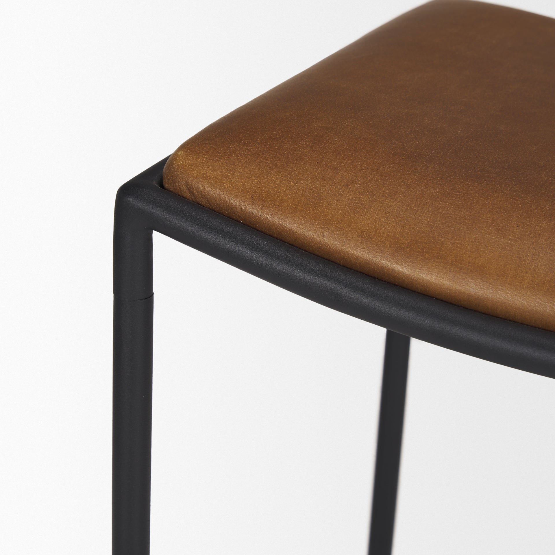 Taniel Leather Seat Bar Counter Stool Brown Leather | Black Metal - bar-stools