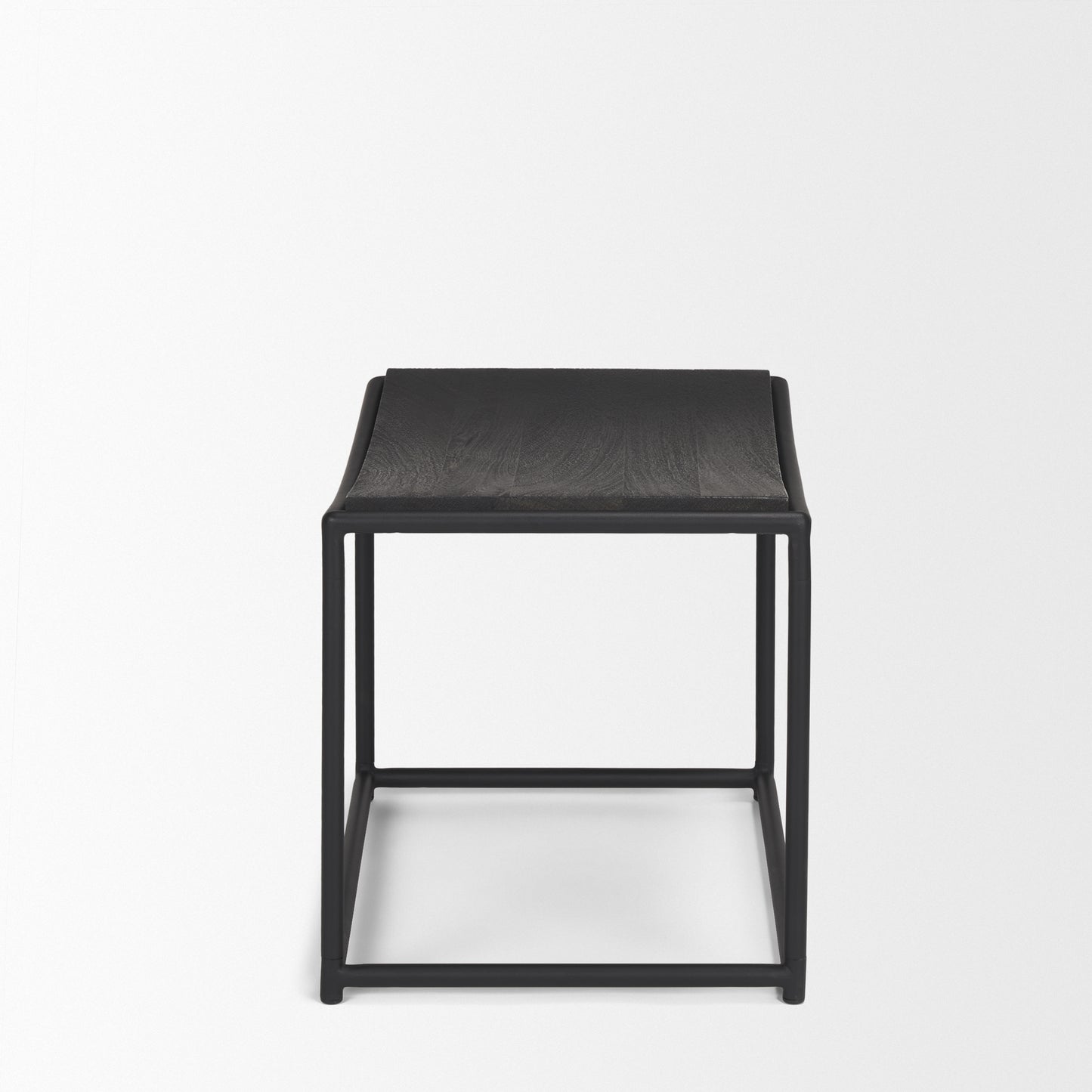 Taniel Textured Black Wood w/ Black Metal Stool