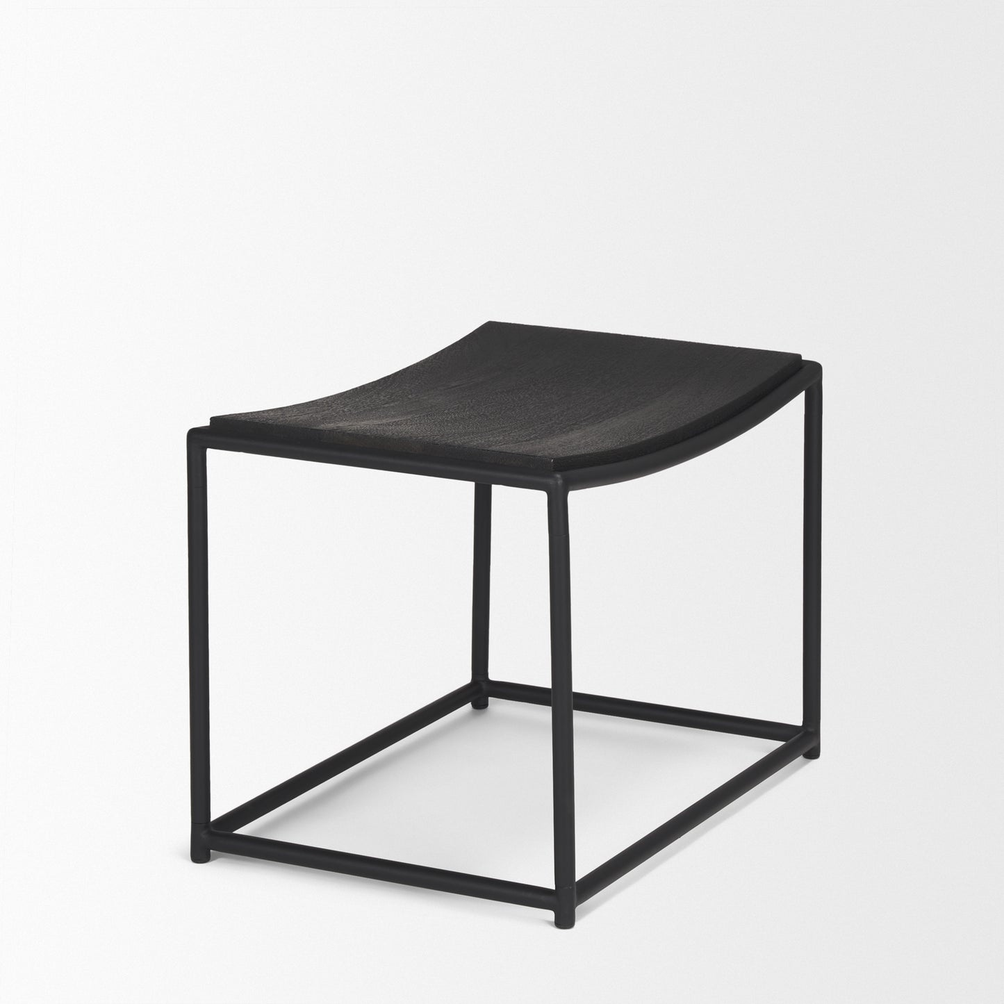 Taniel Textured Black Wood w/ Black Metal Stool