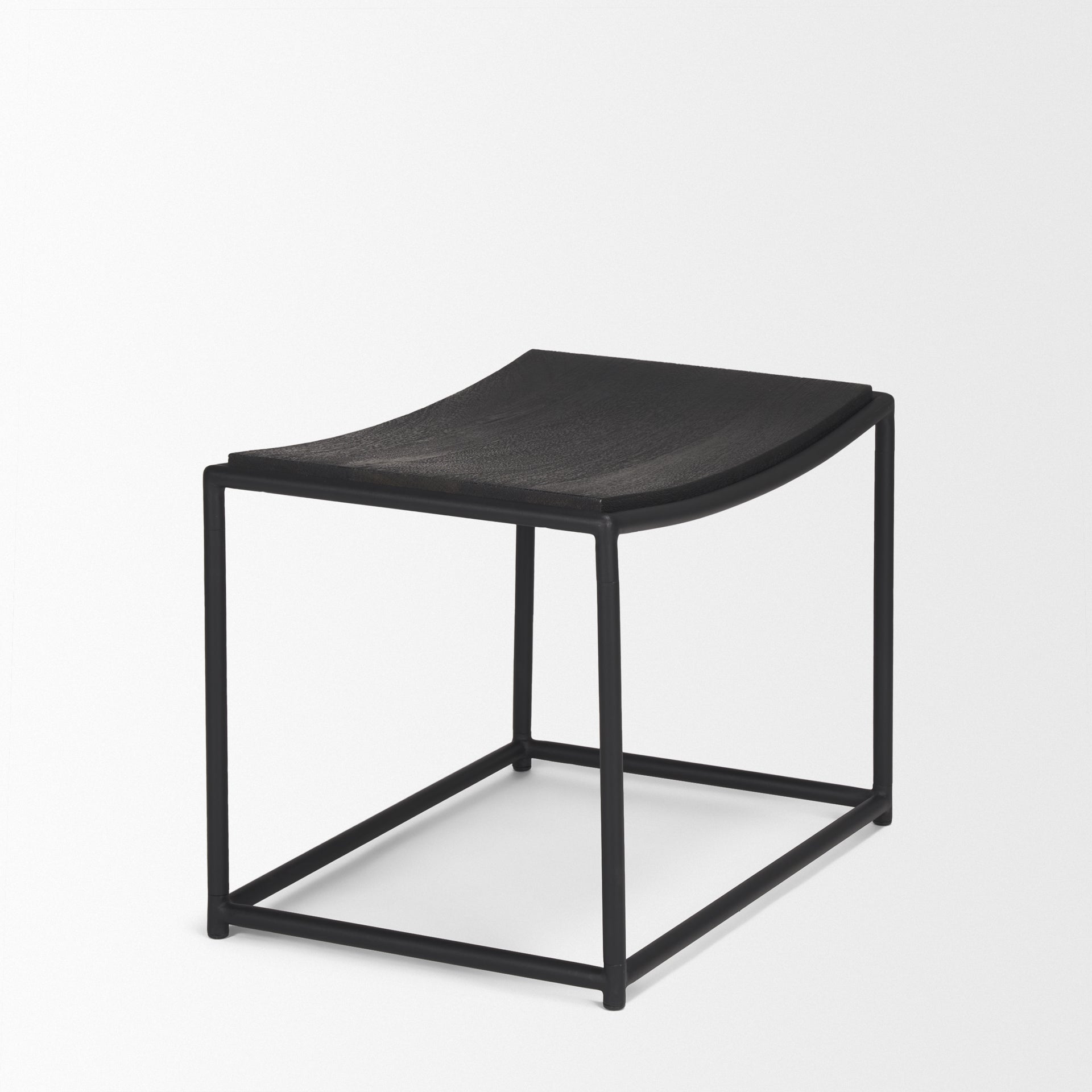 Taniel Textured Black Wood w/ Black Metal Stool