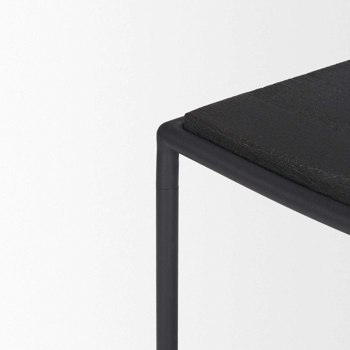 Taniel Textured Black Wood w/ Black Metal Stool