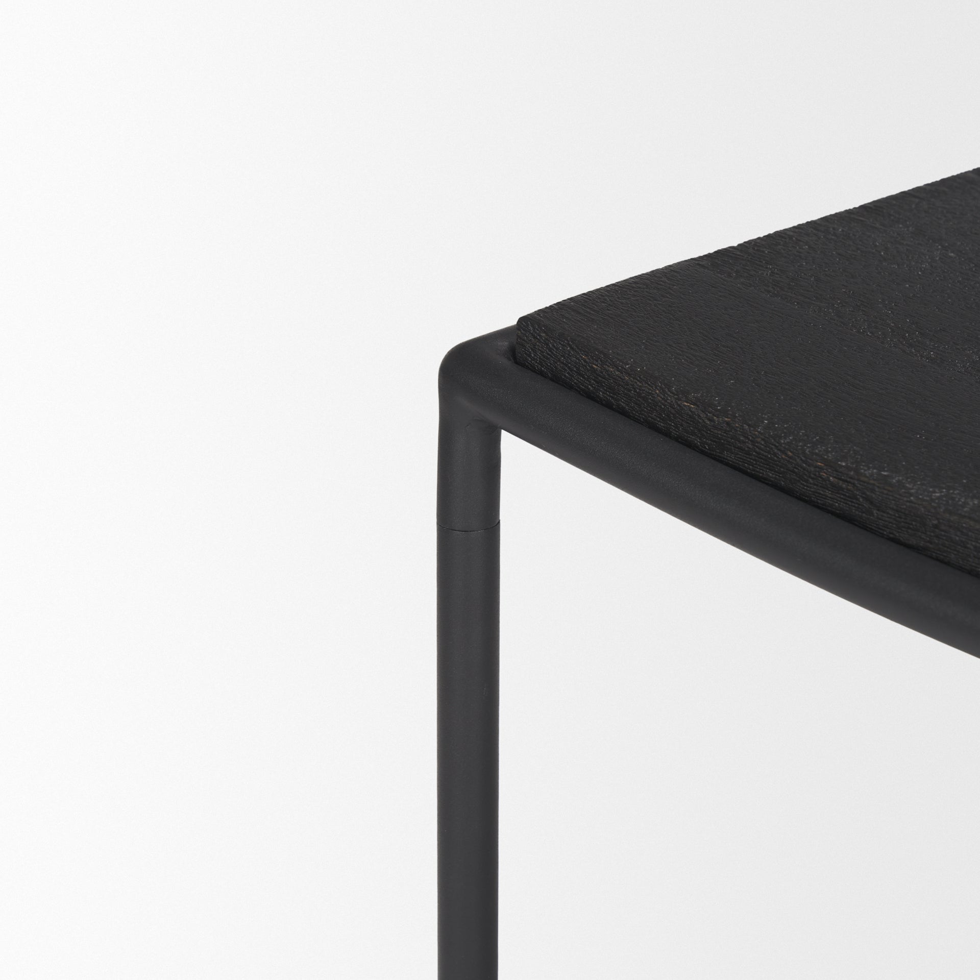 Taniel Textured Black Wood w/ Black Metal Stool