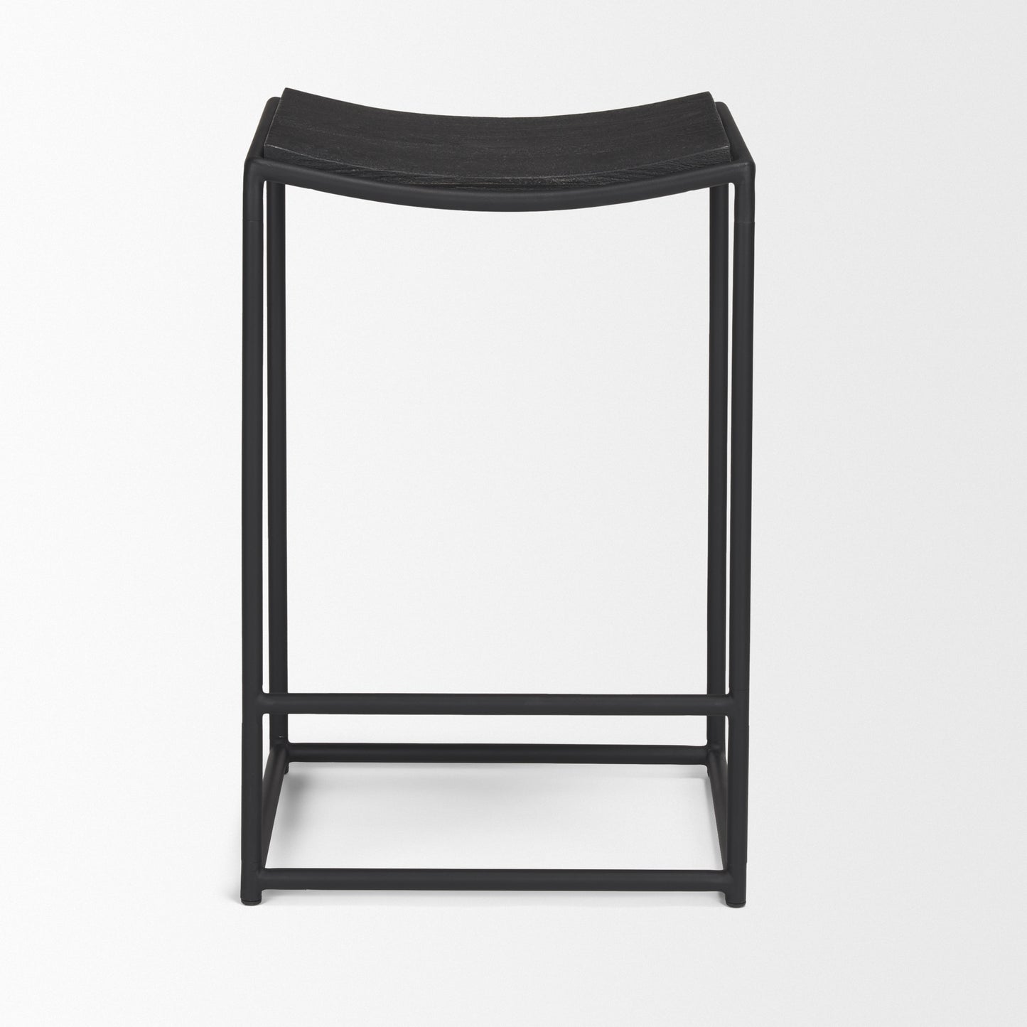 Taniel Wood Seat Bar Counter Stool Black Wood | Black Metal - bar-stools