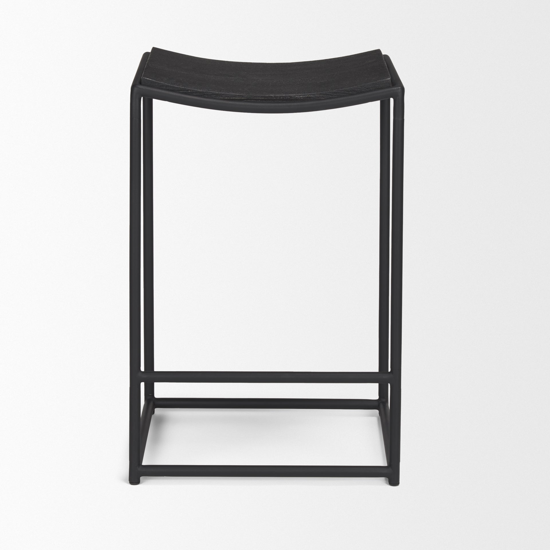 Taniel Wood Seat Bar Counter Stool Black Wood | Black Metal - bar-stools