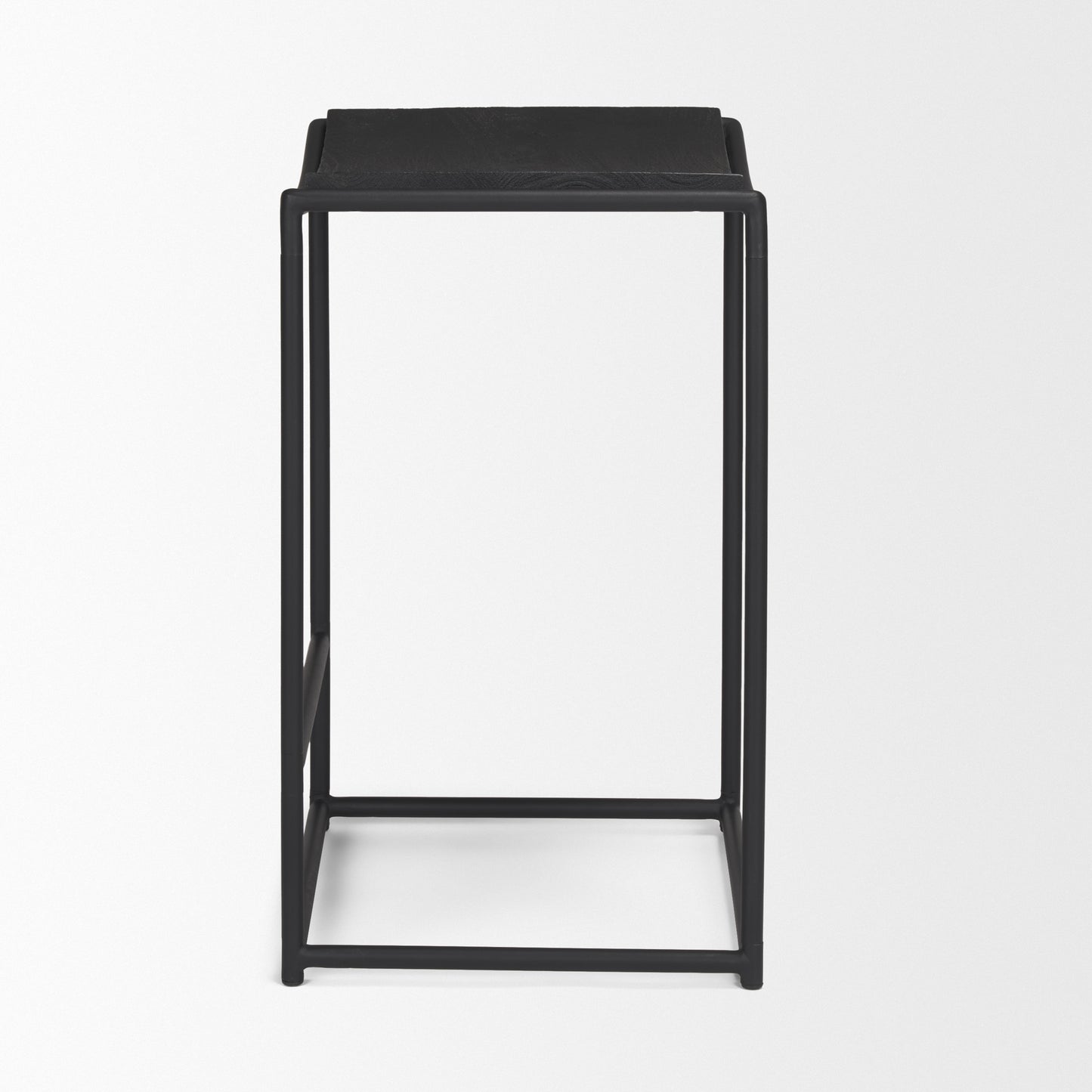 Taniel Wood Seat Bar Counter Stool Black Wood | Black Metal - bar-stools