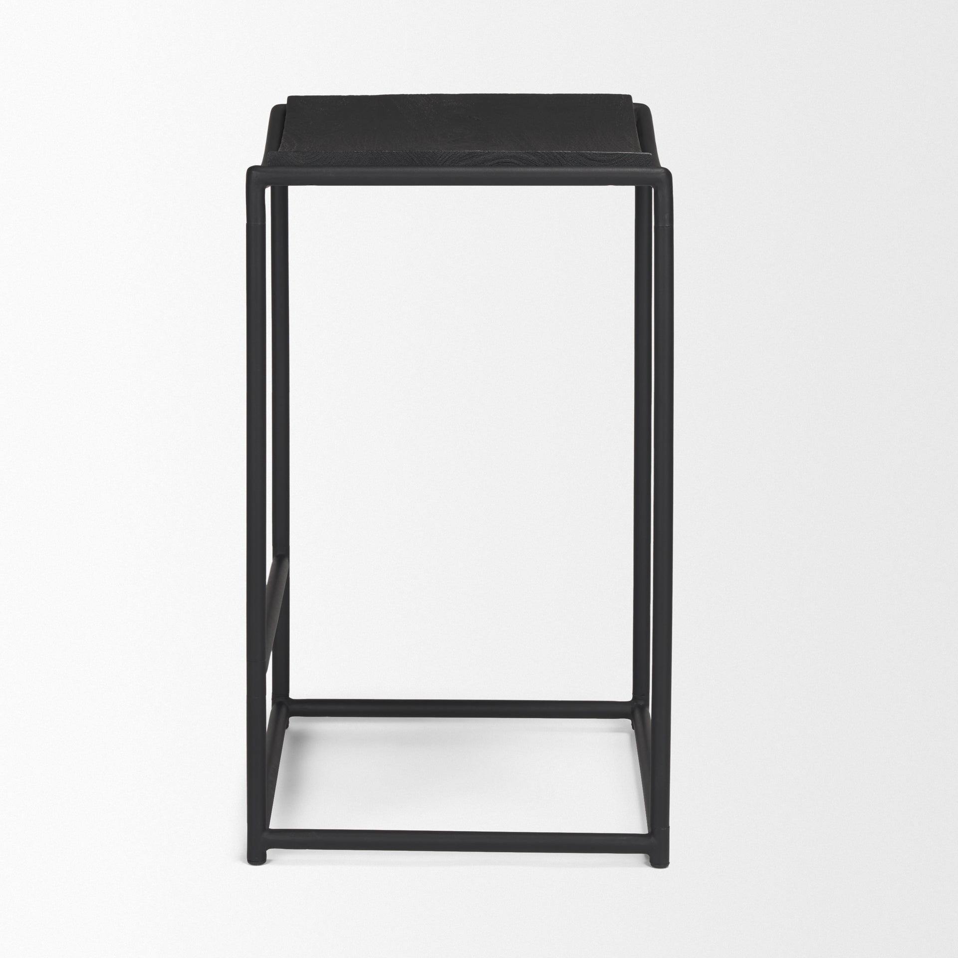 Taniel Wood Seat Bar Counter Stool Black Wood | Black Metal - bar-stools