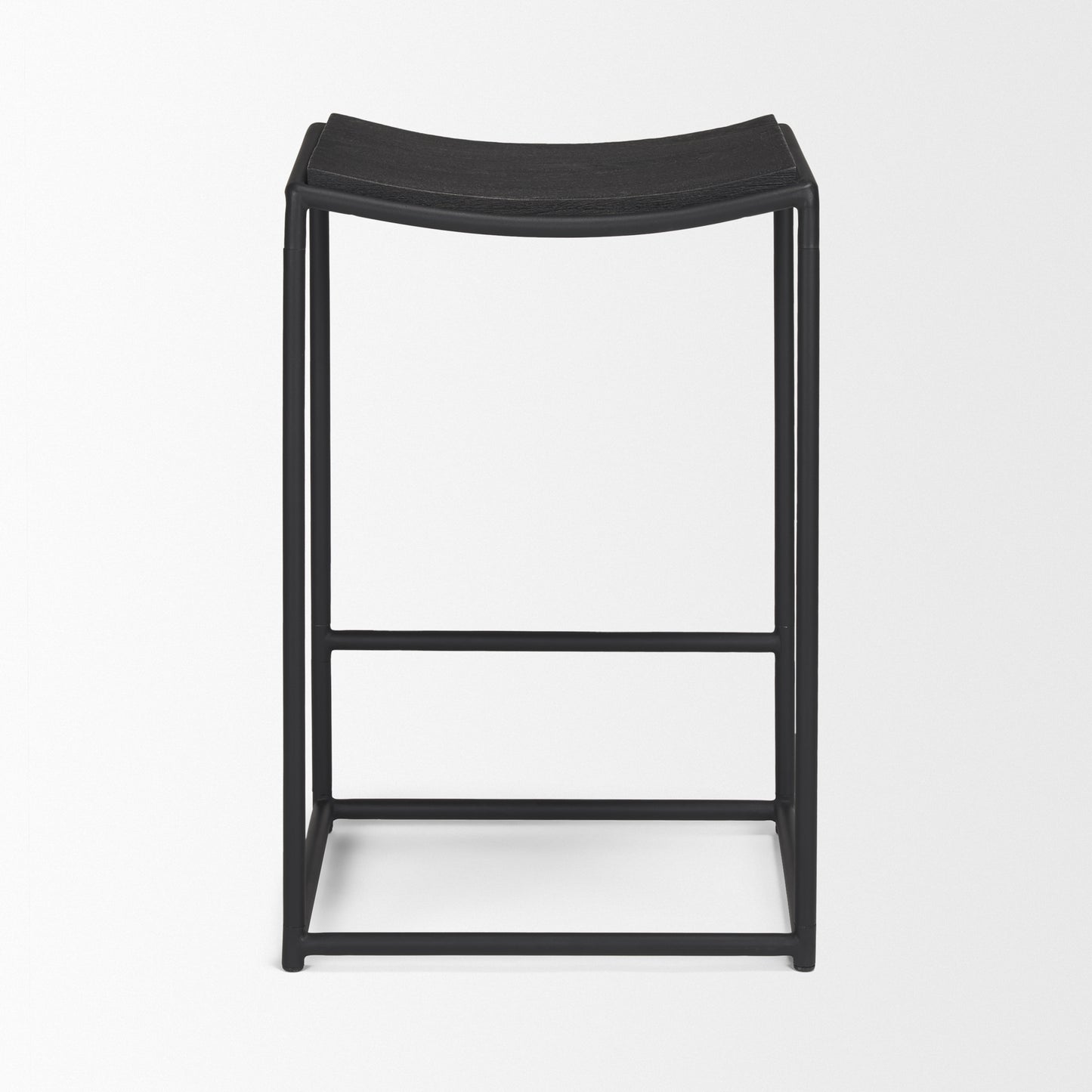 Taniel Wood Seat Bar Counter Stool Black Wood | Black Metal - bar-stools