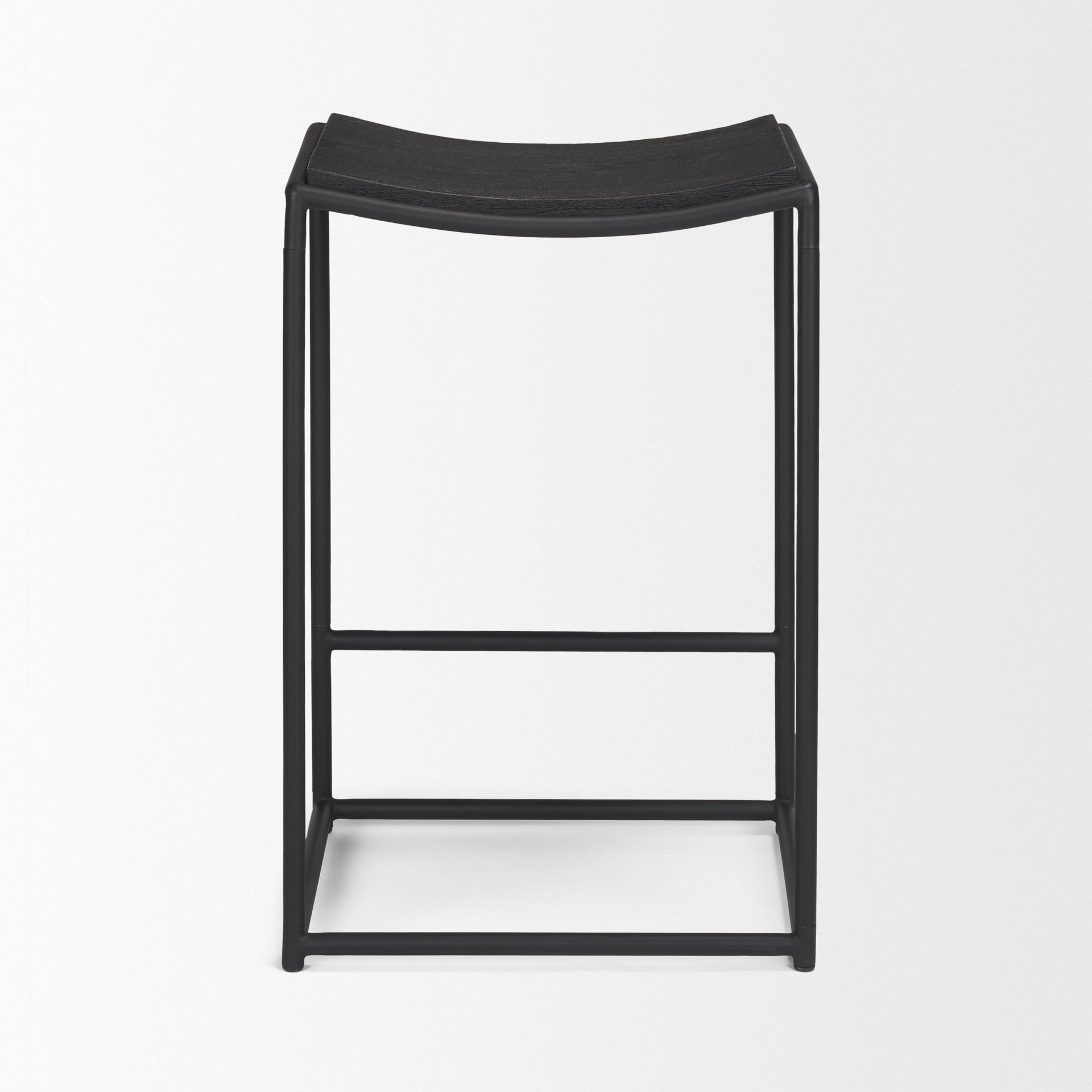 Taniel Wood Seat Bar Counter Stool Black Wood | Black Metal - bar-stools