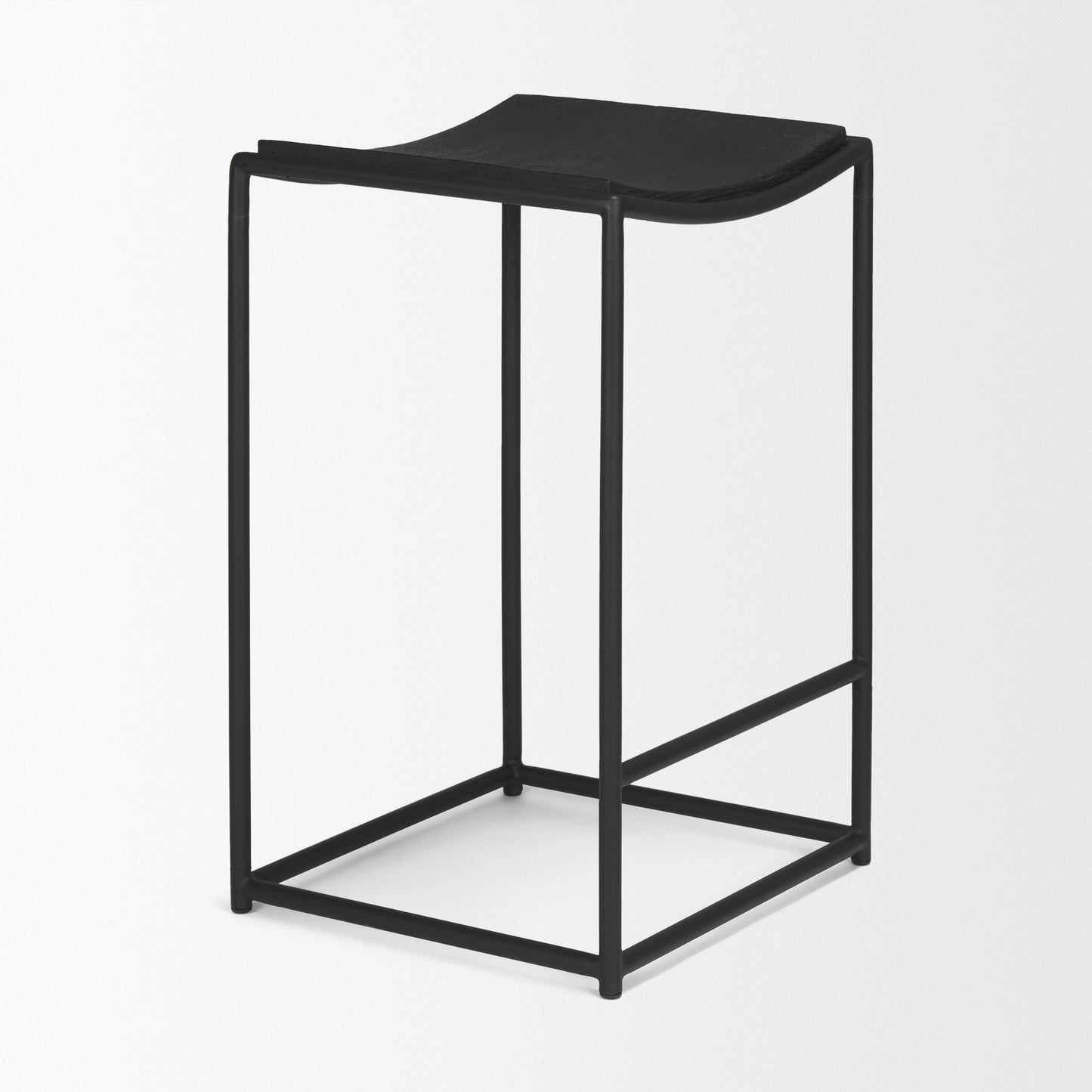Taniel Wood Seat Bar Counter Stool Black Wood | Black Metal - bar-stools