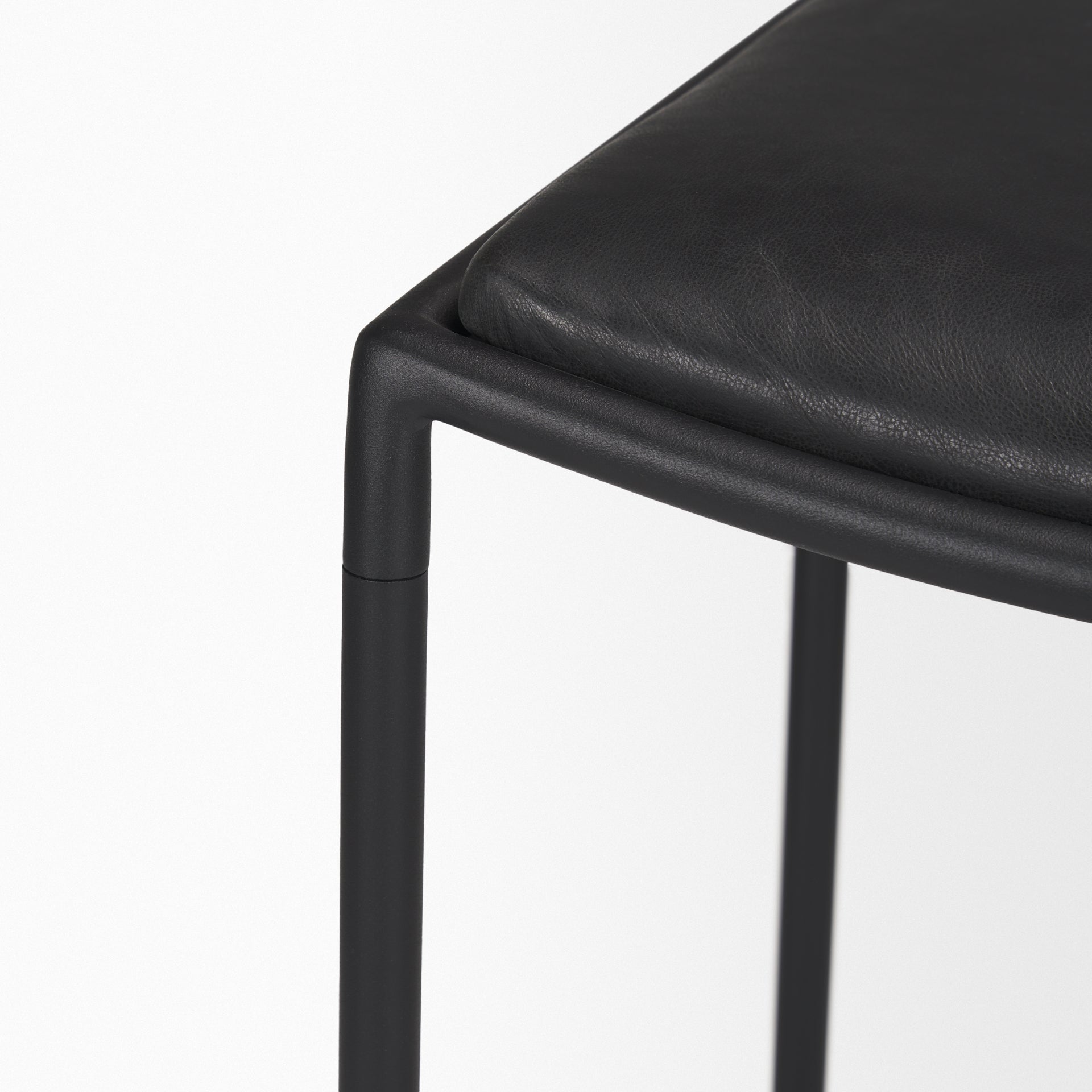 Taniel Leather Seat Bar Counter Stool Black Leather | Black Metal - bar-stools