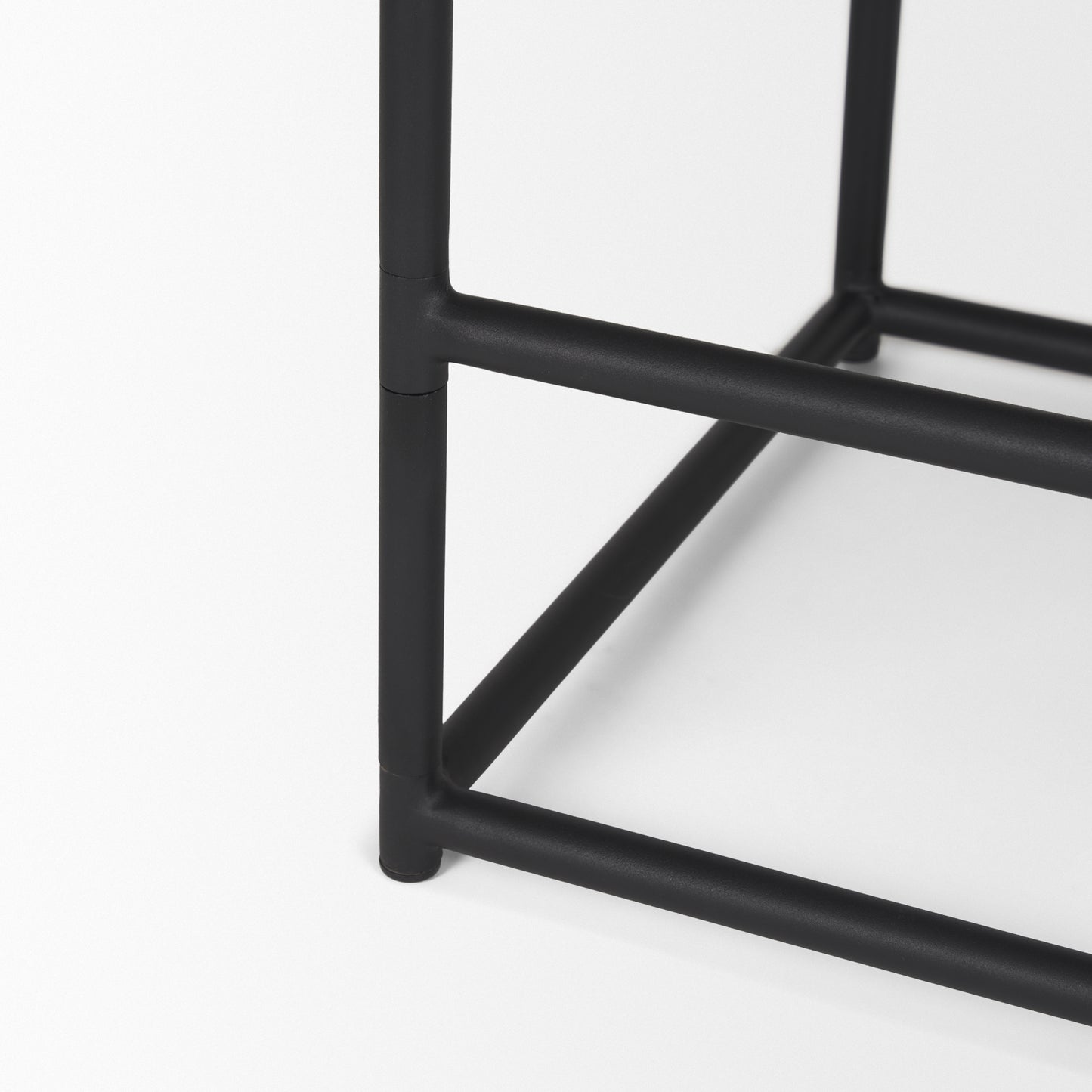 Taniel Leather Seat Bar Counter Stool Black Leather | Black Metal - bar-stools