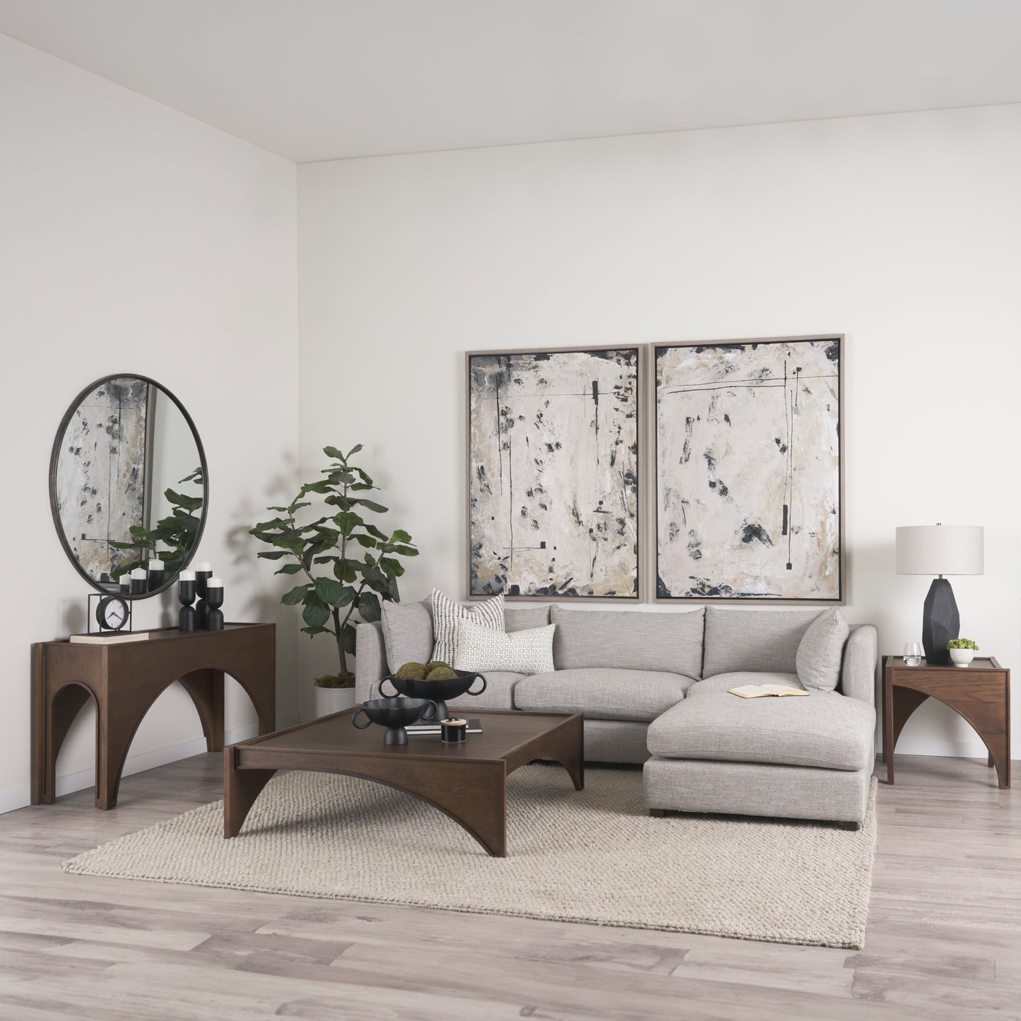 Halston Small Ottoman Light Gray Performance Fabric