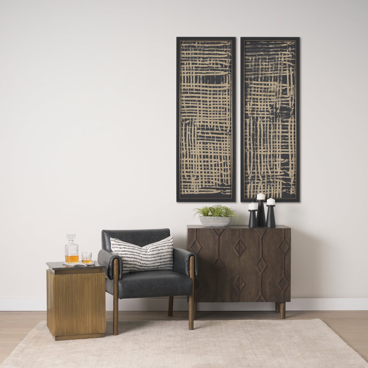Ashton Black Vegan Leather w/ Dark Brown Wood Accent Chair