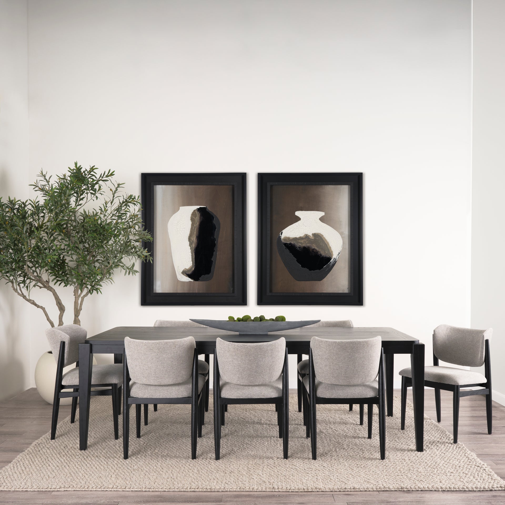 Cline Dining Chair Gray Fabric | Black Wood - dining-chairs