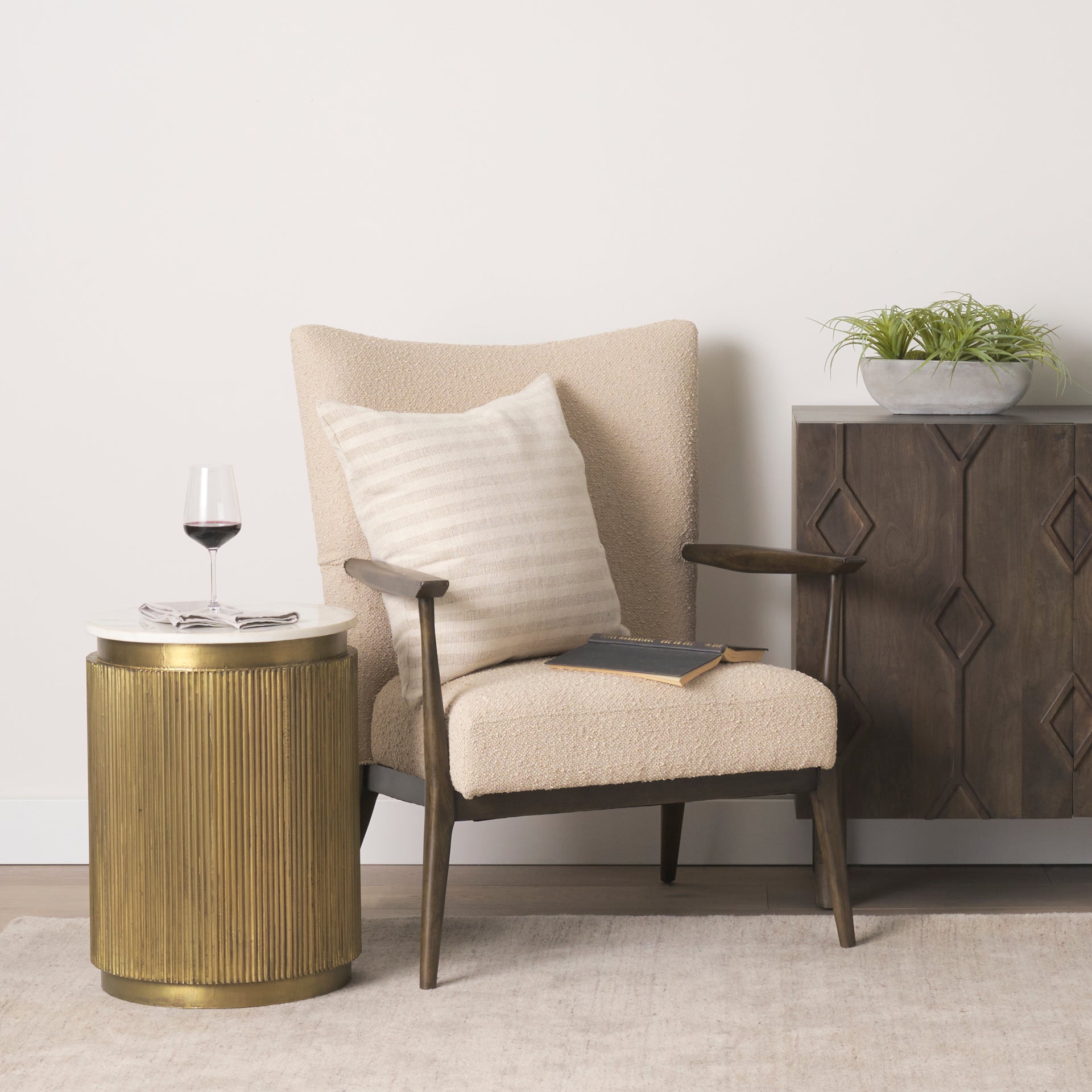 Satima Accent Table White Marble | Gold Metal - accent-tables