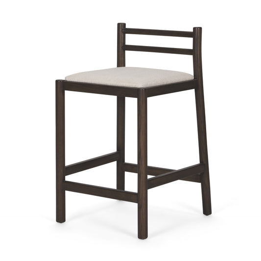 Sam Dark Brown Wood w/ Cream Fabric Counter Stool