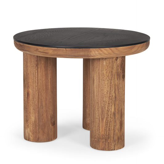 Tucson Natural Wood w/ Round Black Oak Top Side Table