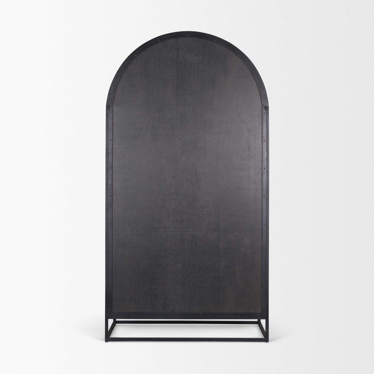 Sloan 80.5H Black Wood W/Black Metal Frame Arched Cabinet