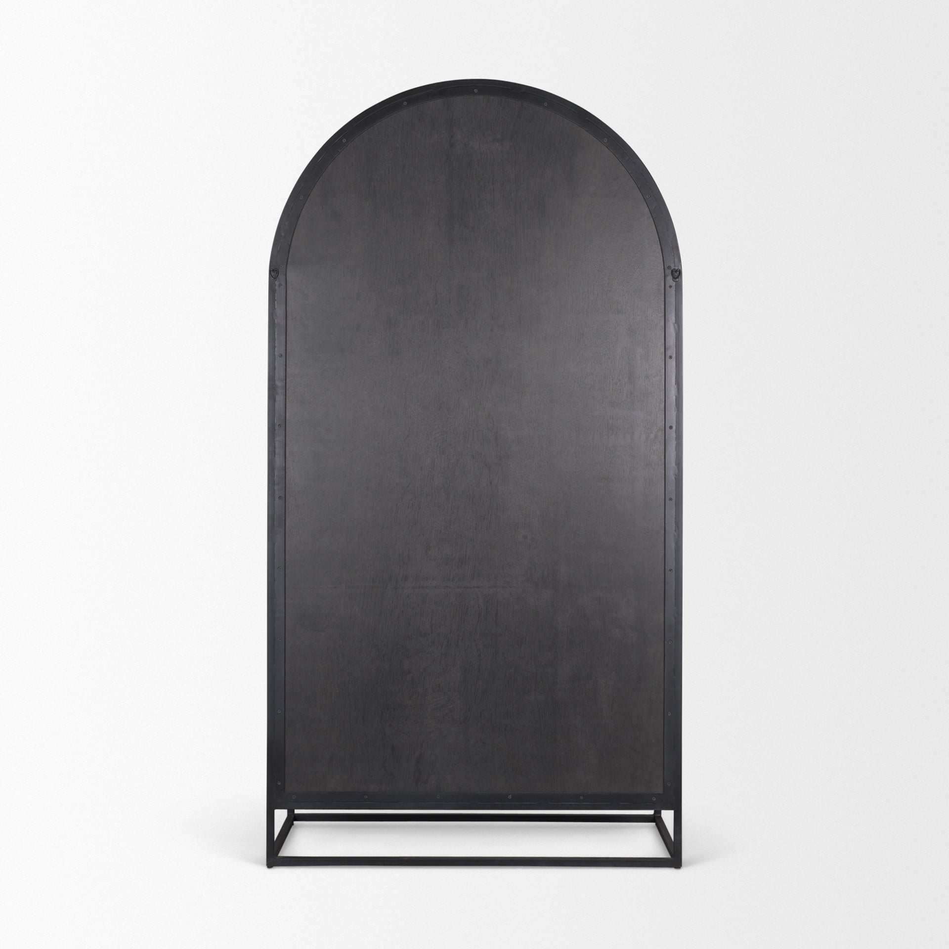 Sloan 80.5H Black Wood W/Black Metal Frame Arched Cabinet