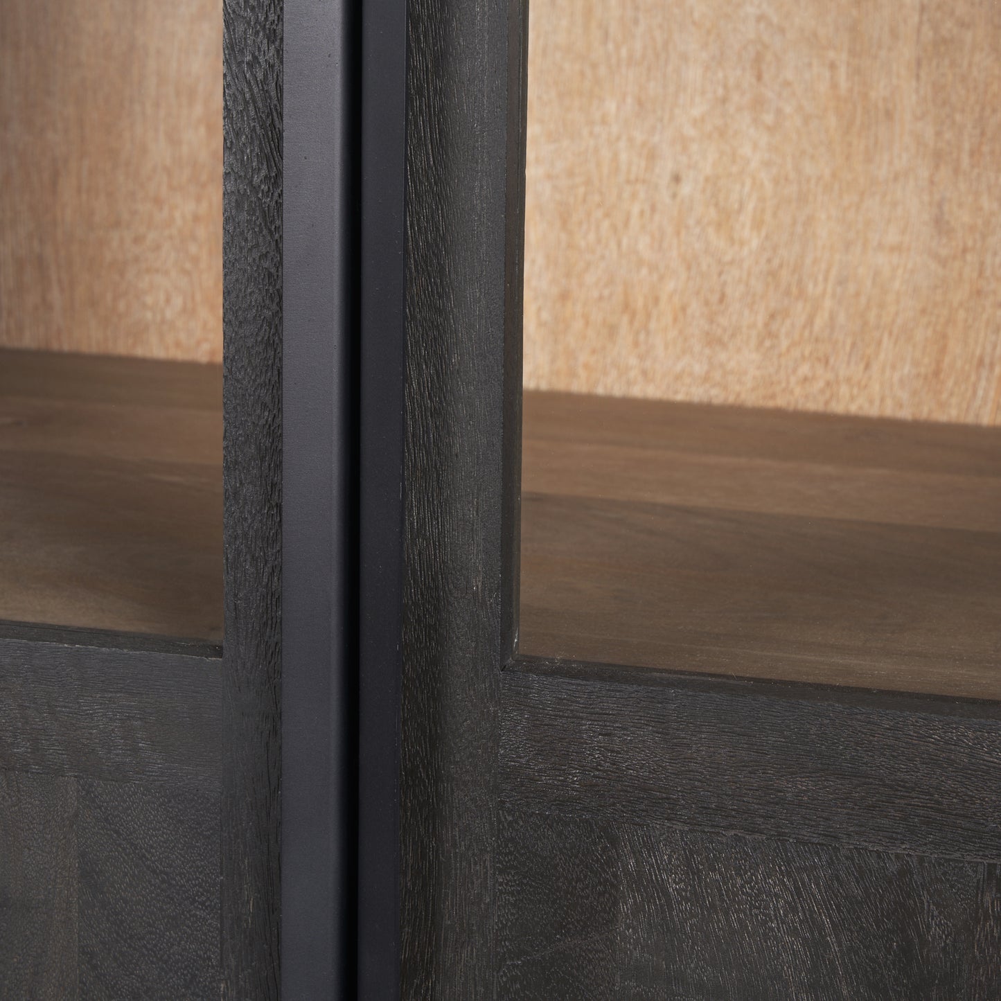 Sloan 42W x 80H Black Wood W/Black Metal Frame Arched Cabinet