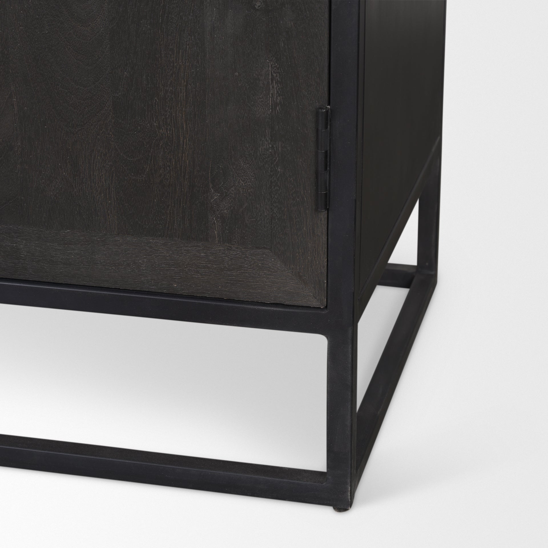 Sloan 42W x 80H Black Wood W/Black Metal Frame Arched Cabinet