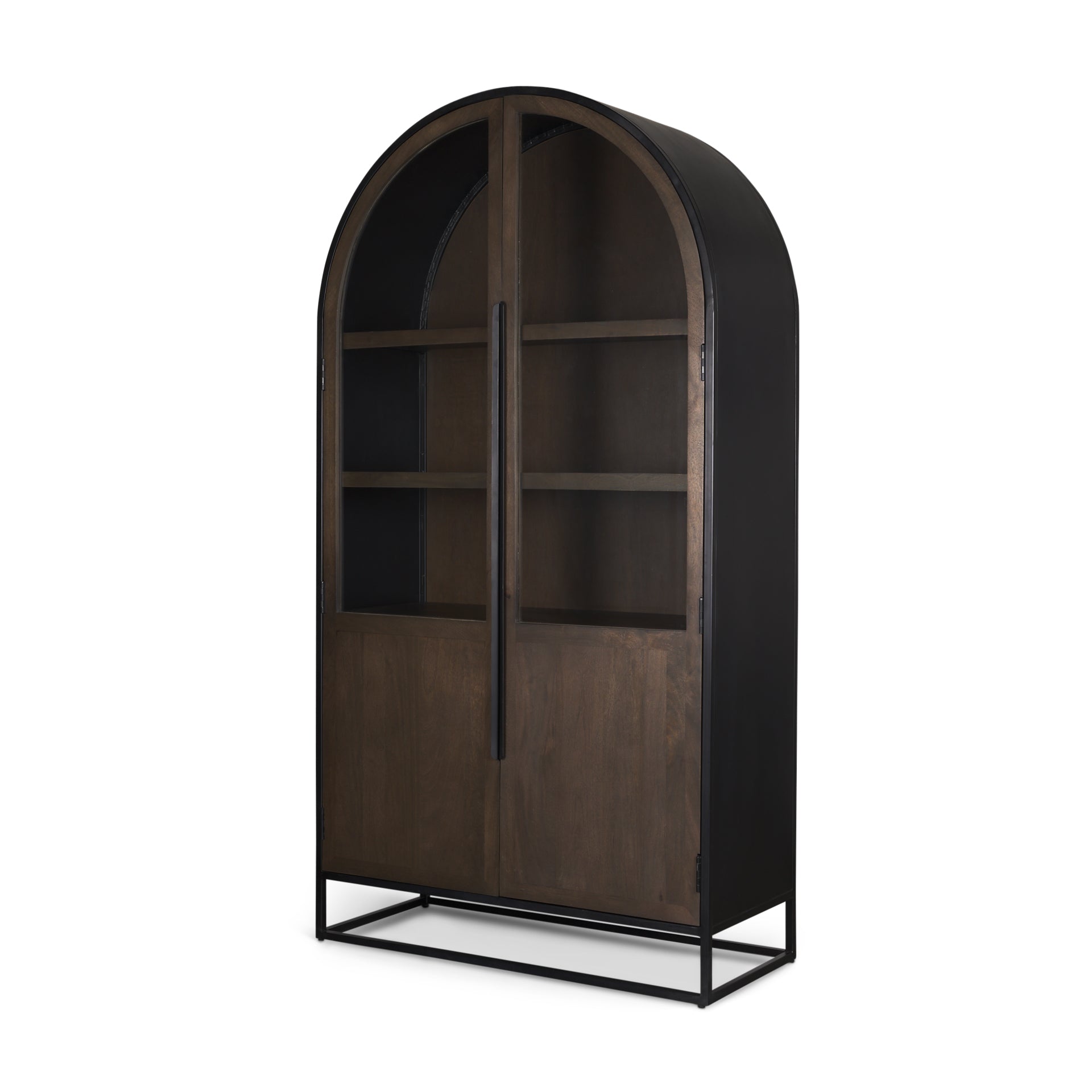 Sloan Curio Cabinet Dark Brown Wood | Black Metal | 80’’H - cabinets