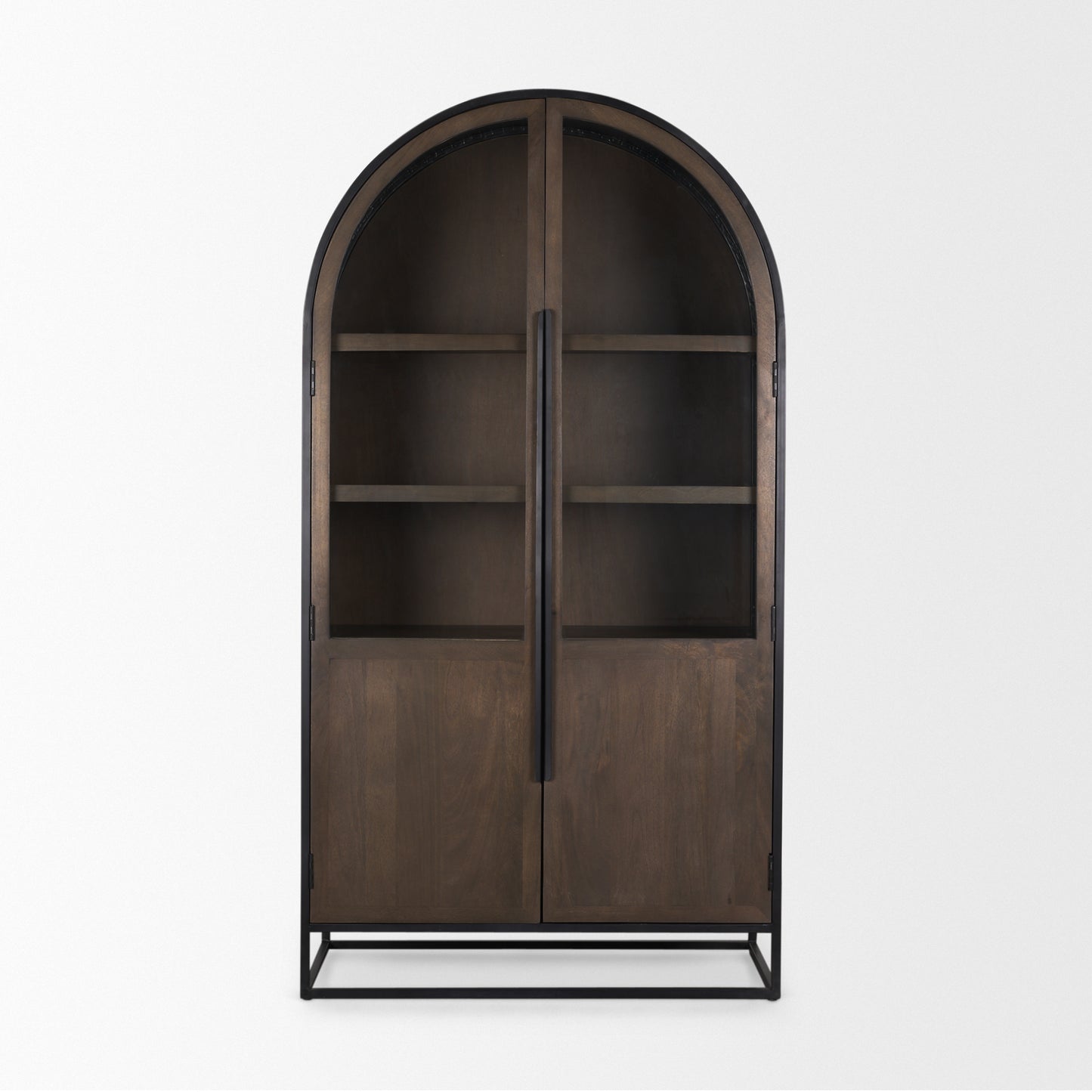 Sloan Curio Cabinet Dark Brown Wood | Black Metal | 80’’H - cabinets