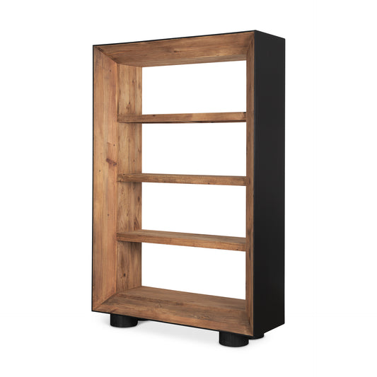 Tabor Natural Wood w/ Black Oak Frame Bookcase