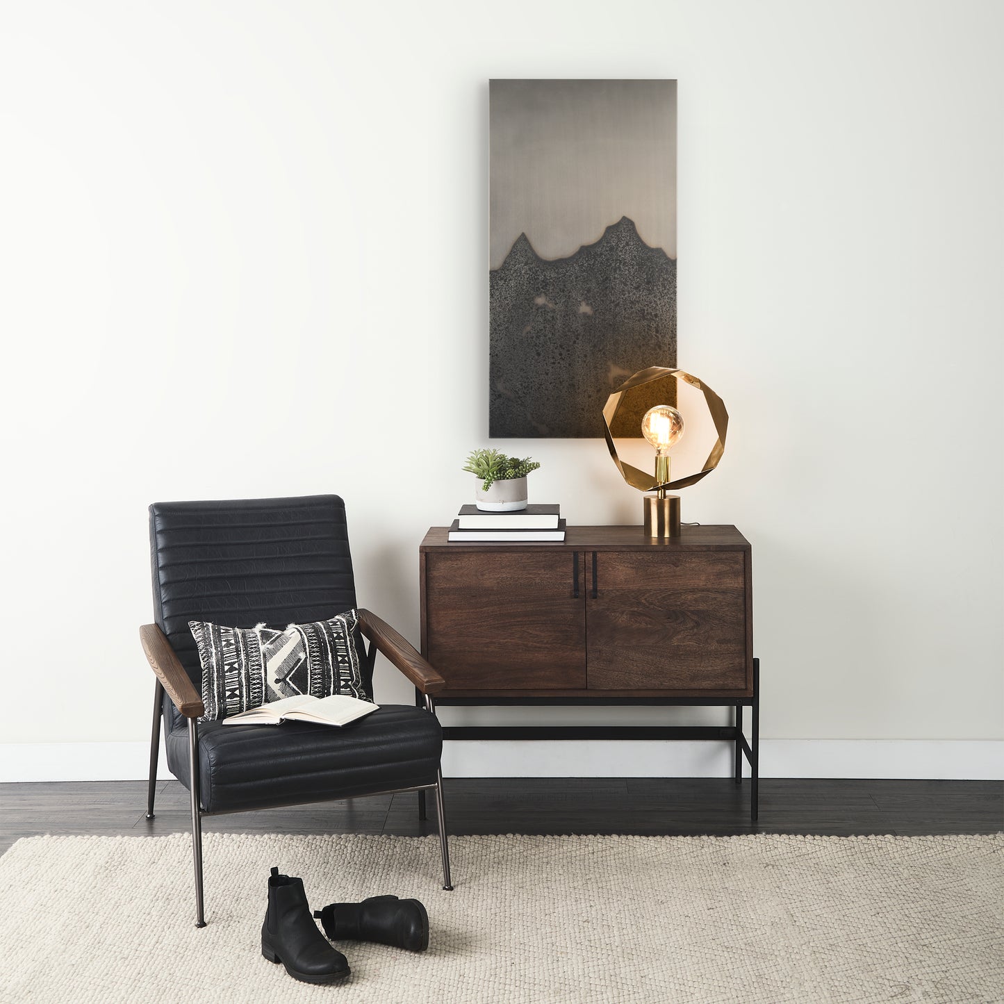Raum Painted Monochrome w/ Acid Wash Metal Wall Art