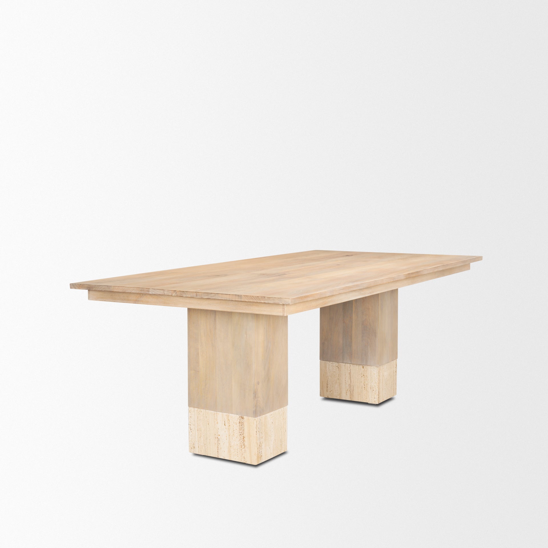 Shivon Dining Table Mango Wood | Travertine | 84’’ - dining-table