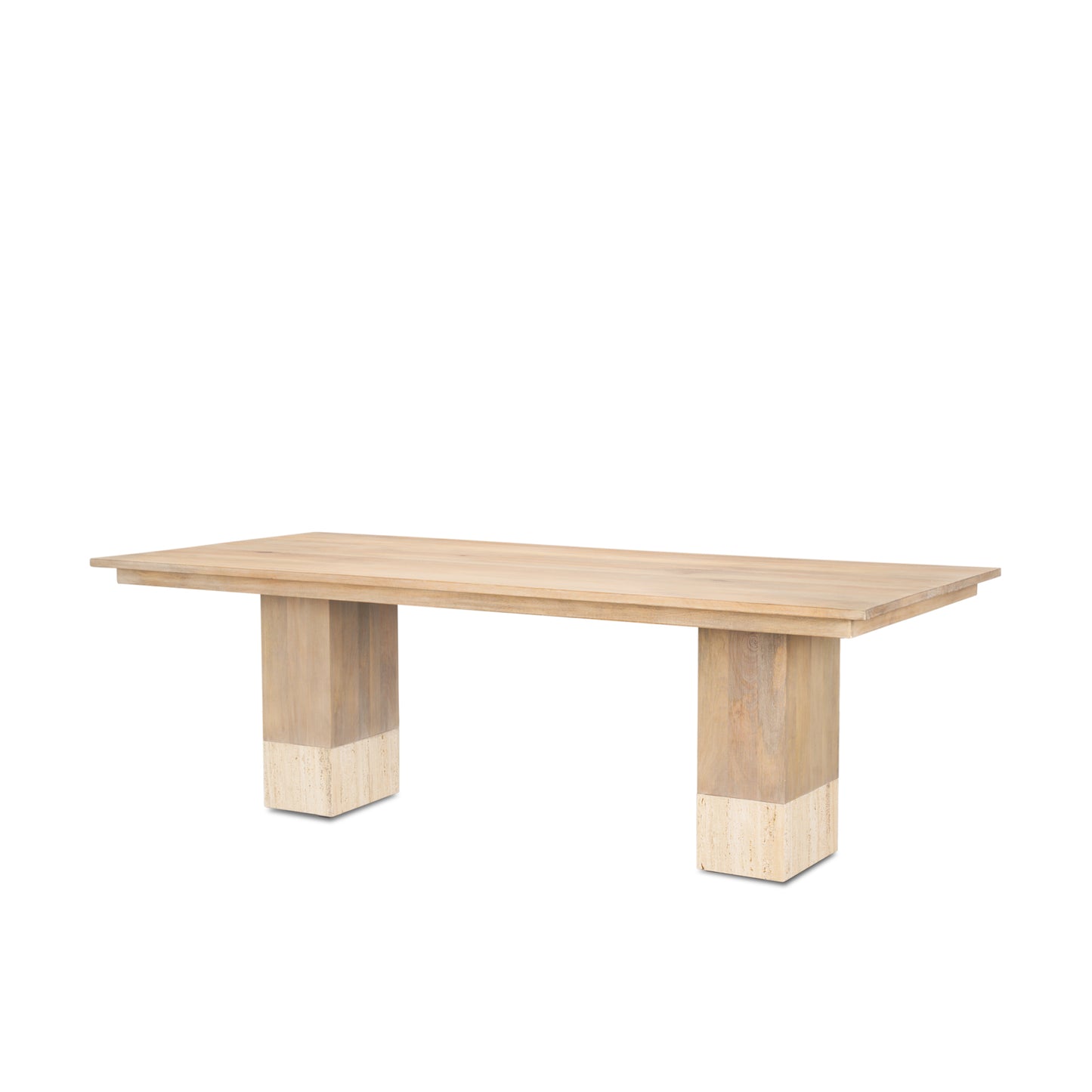 Shivon 94" Light Brown Mango Wood W/ Travertine Dining Table