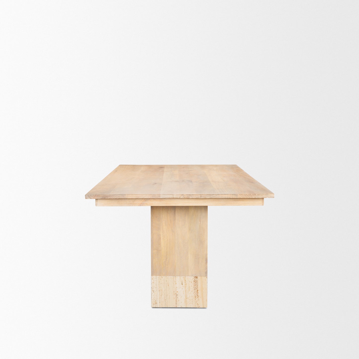 Shivon 94" Light Brown Mango Wood W/ Travertine Dining Table