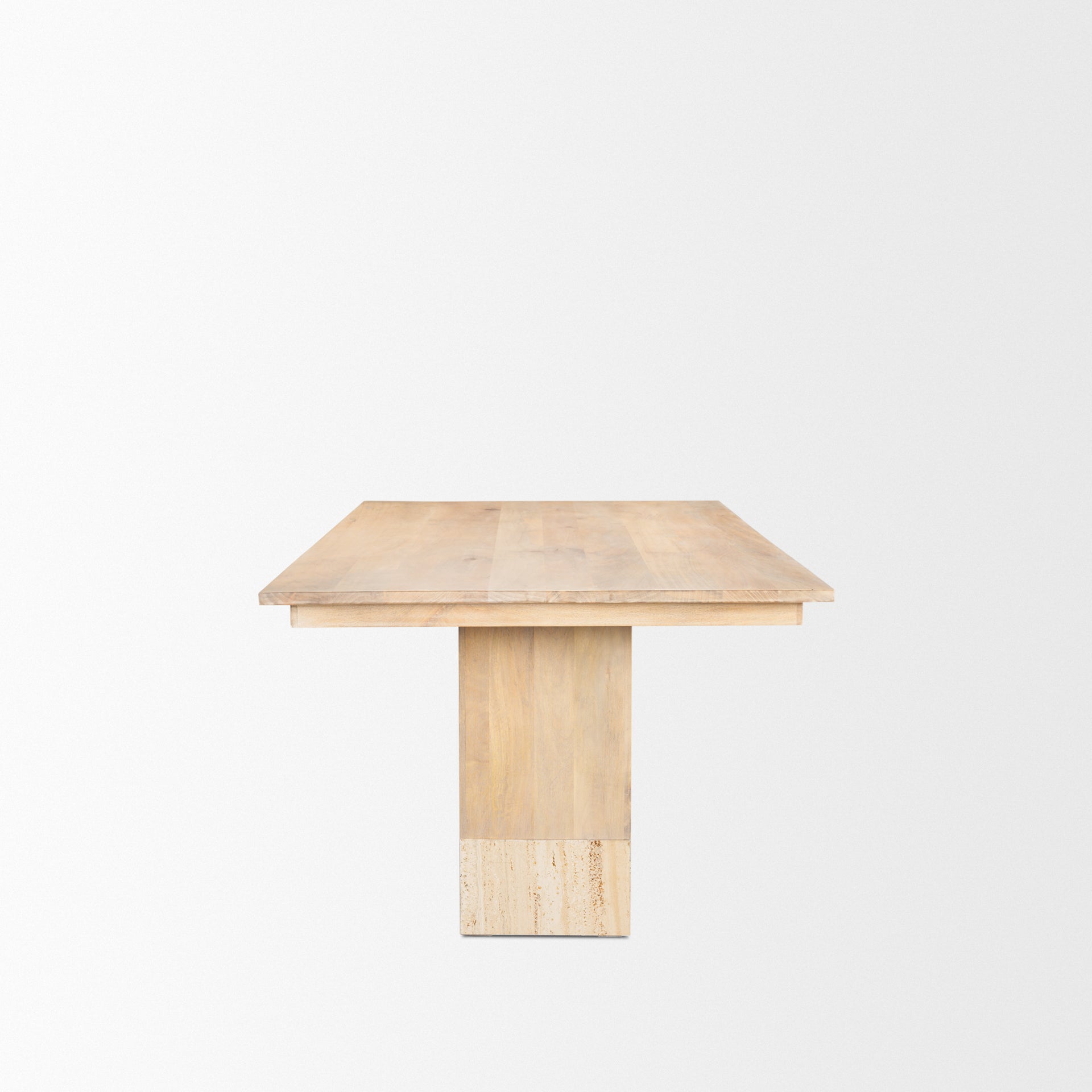 Shivon 94" Light Brown Mango Wood W/ Travertine Dining Table