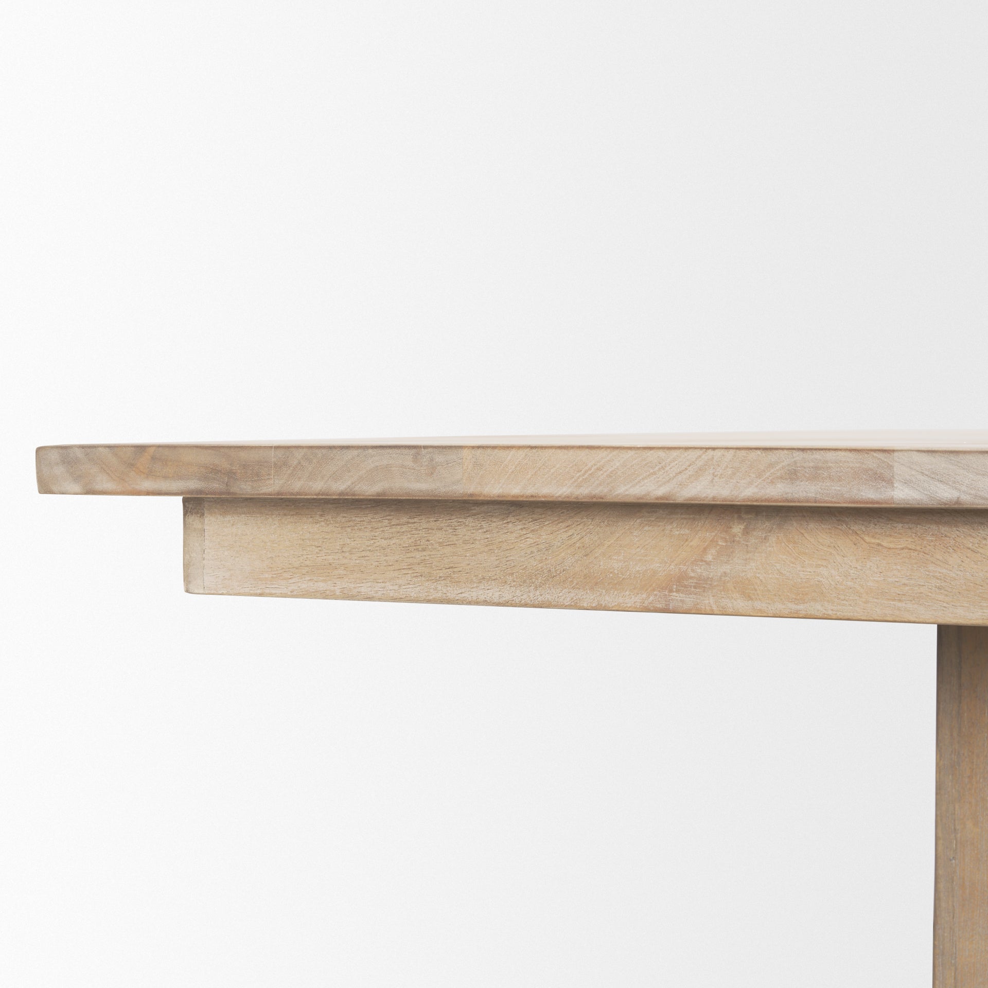 Shivon 94" Light Brown Mango Wood W/ Travertine Dining Table