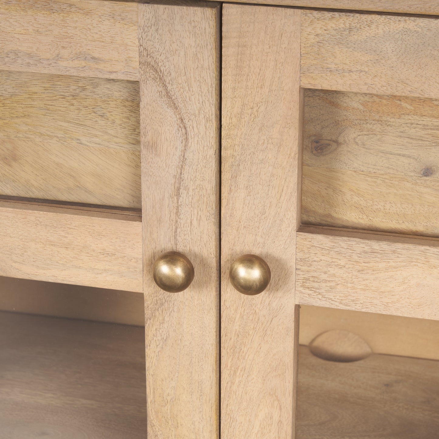 Suri Sideboard Light Brown Wood | Brass Knobs - sideboards-and-buffets