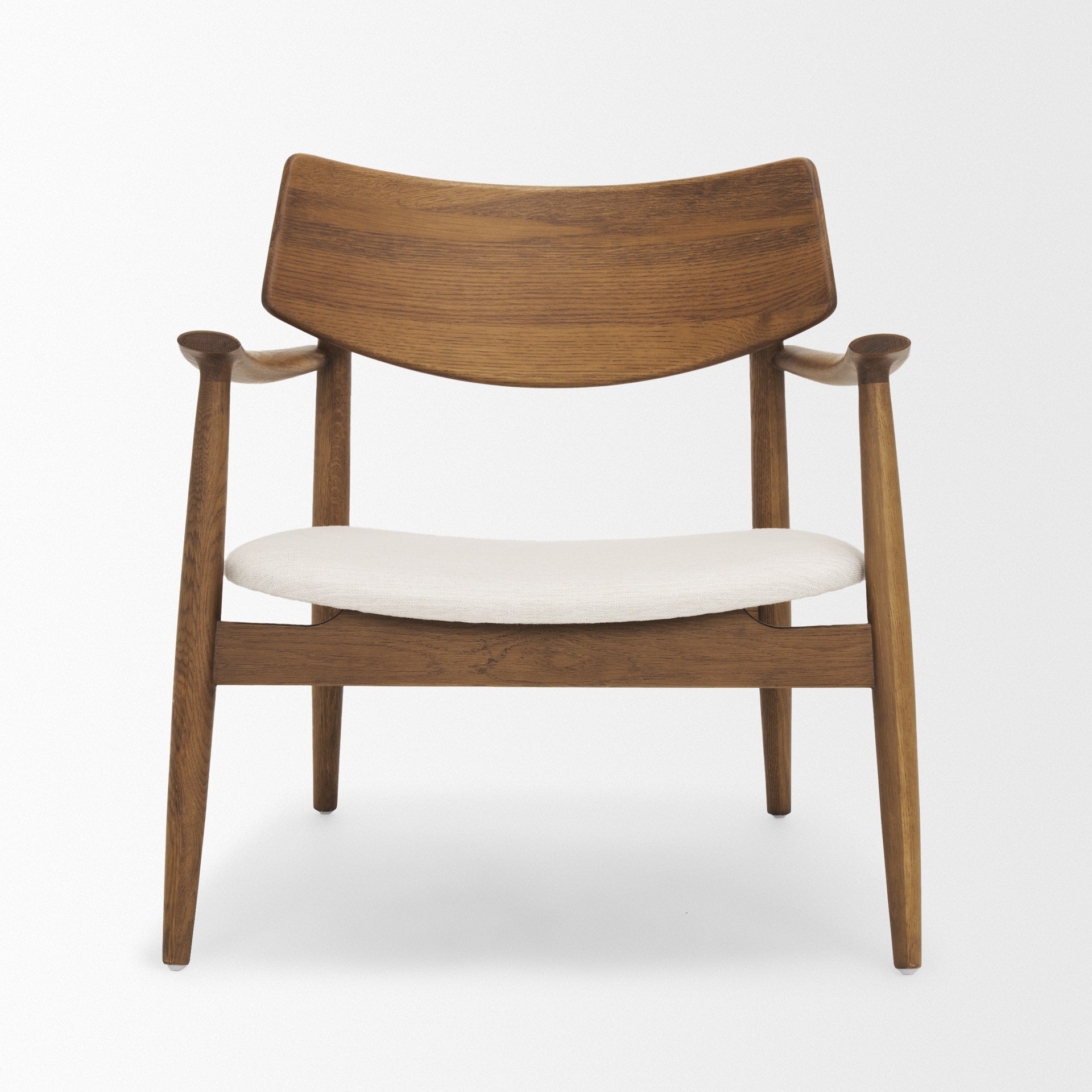 Haggen Upholstered Accent Chair Medium Brown Wood | Cream Fabric - accent-chairs