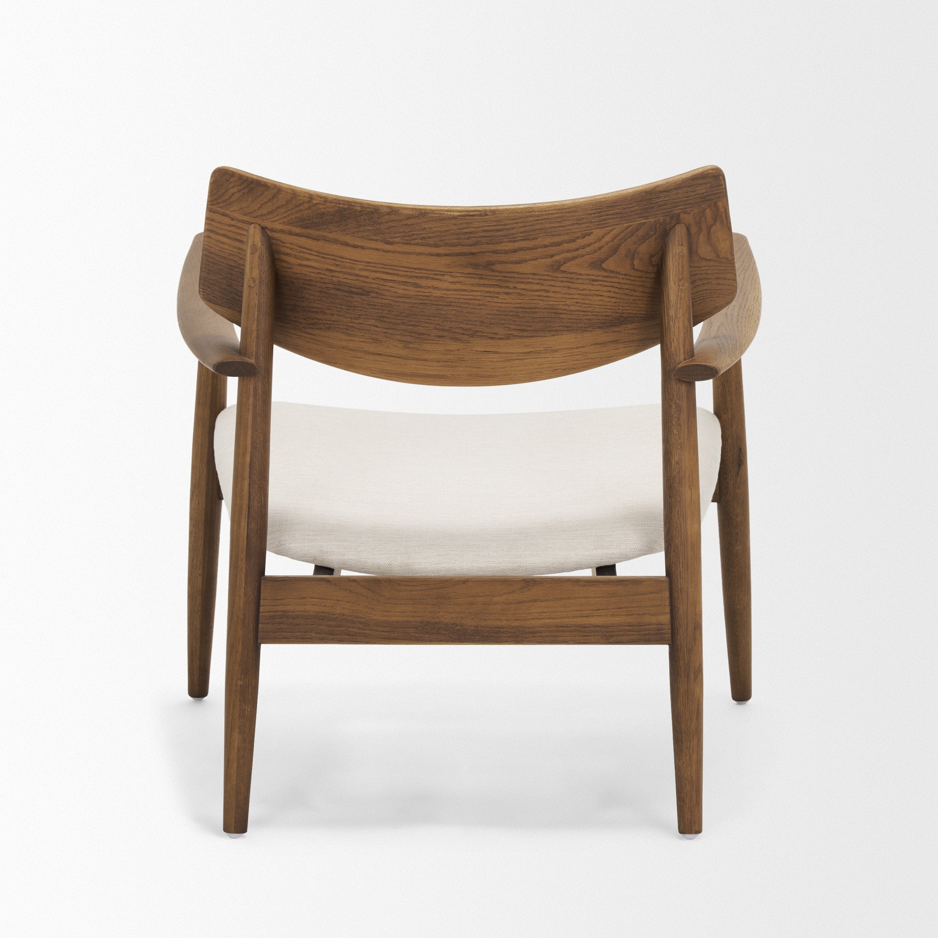 Haggen Upholstered Accent Chair Medium Brown Wood | Cream Fabric - accent-chairs