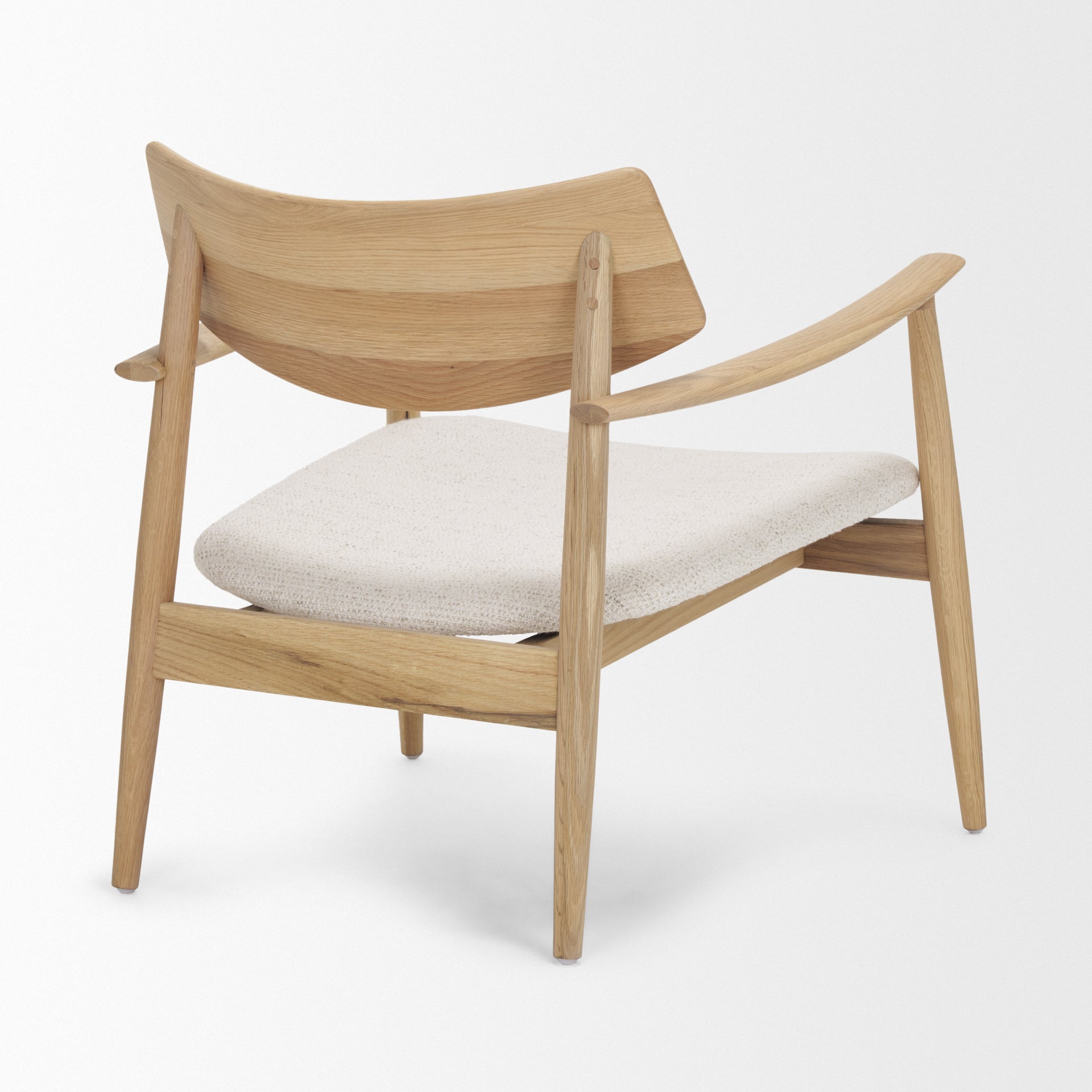 Haggen Upholstered Accent Chair Light Brown Wood | Cream Fabric - accent-chairs