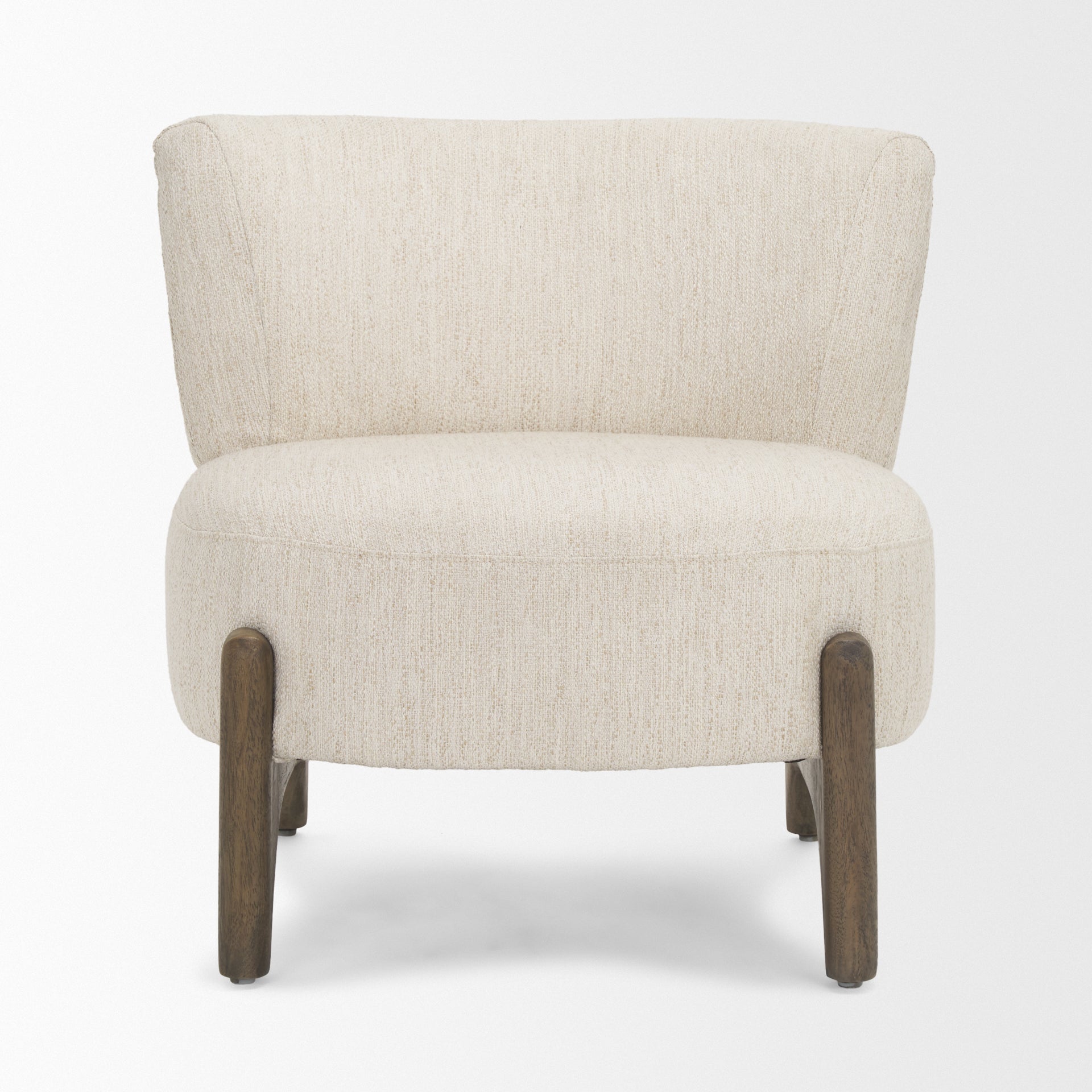 Vyra Upholstered Accent Chair Dark Brown Wood | Cream Fabric - accent-chairs