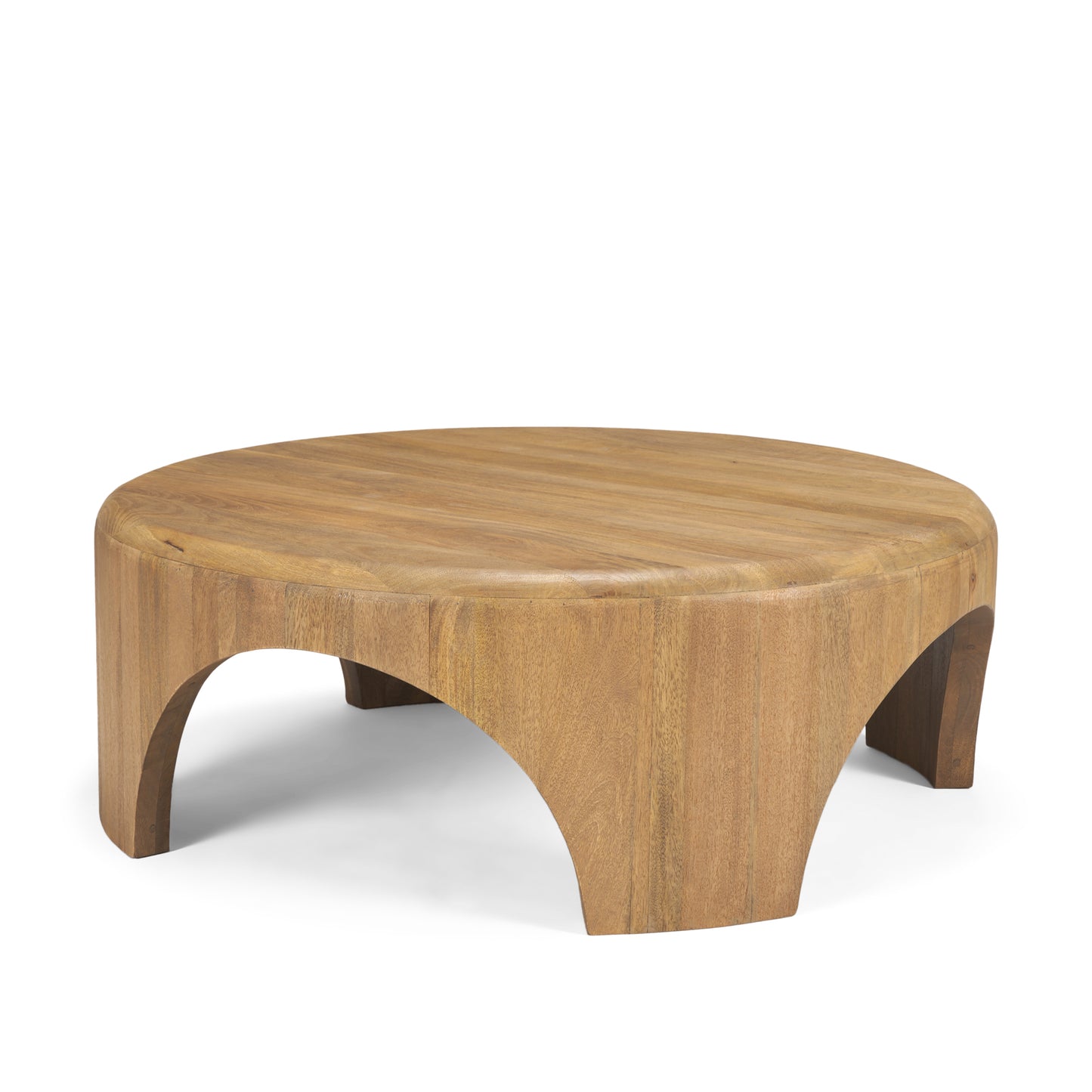 Shima Round Coffee Table Light Brown Wood - coffee-tables