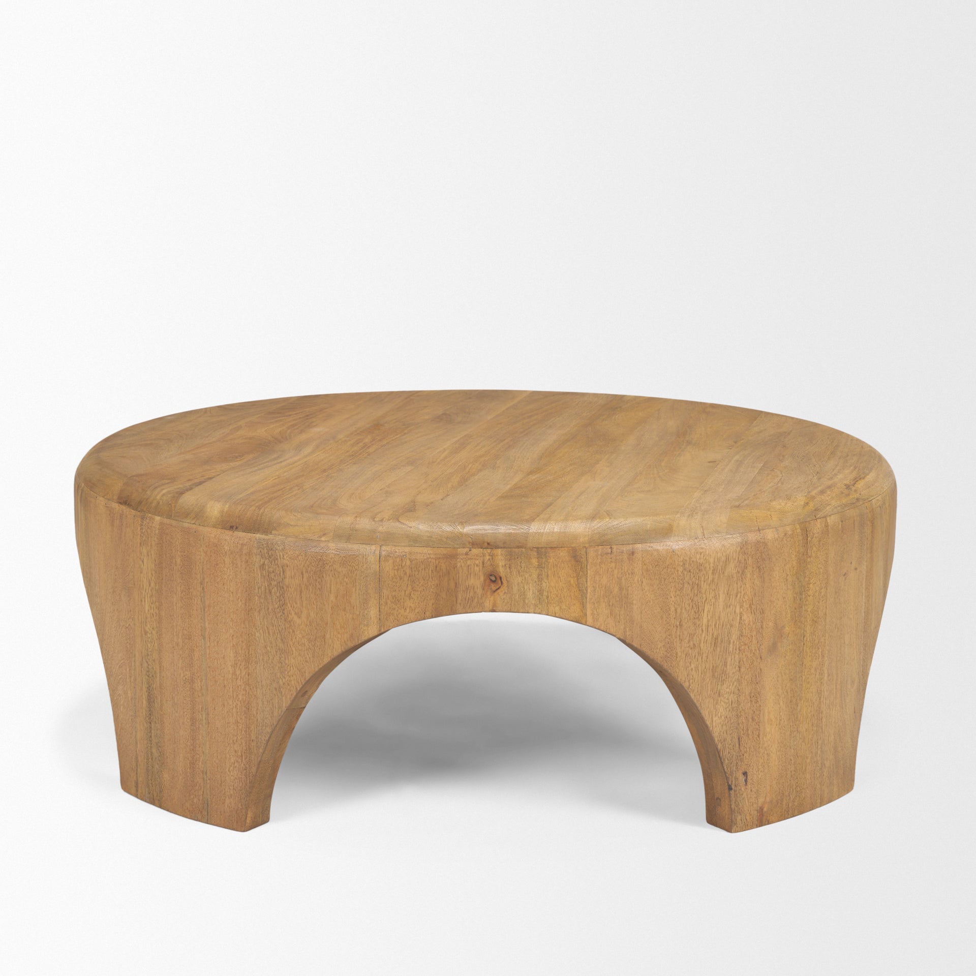 Shima Round Coffee Table Light Brown Wood - coffee-tables